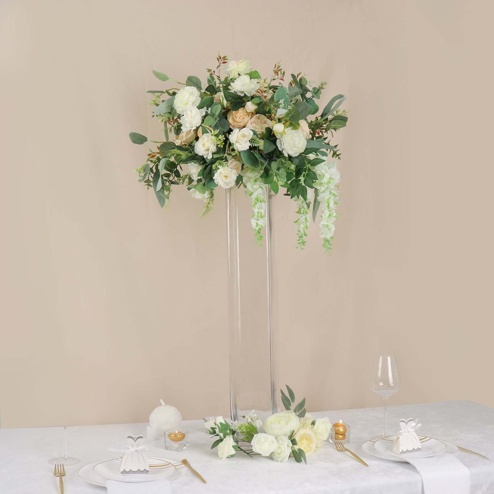 2-Pack Glass Cylinder Vases Square Clear - Durable Heavy Duty Floral Centerpieces for Weddings 32