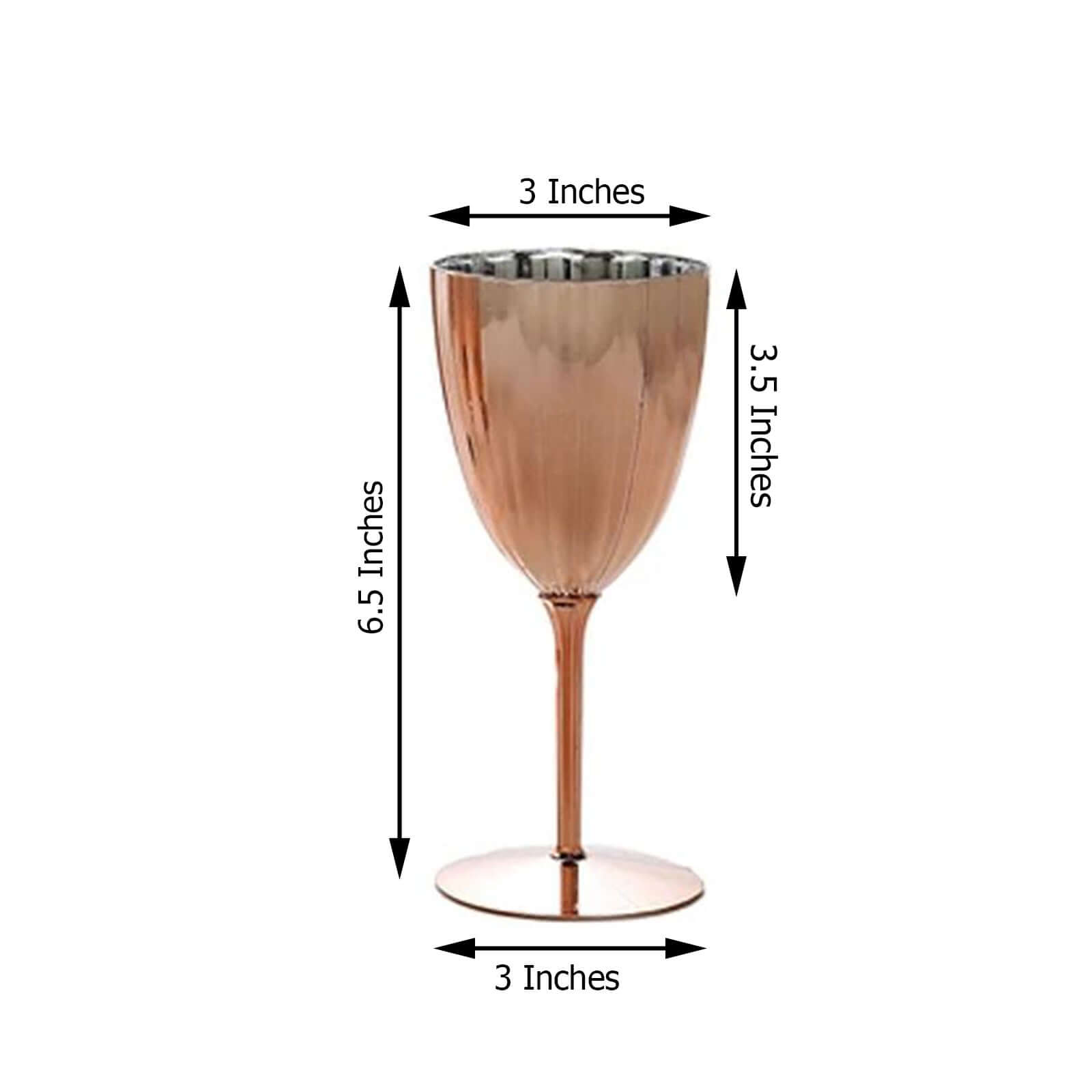 6-Pack Plastic Wine Glasses in Metallic Rose Gold - Classy Disposable Goblets for Parties, Receptions & Banquets 8oz