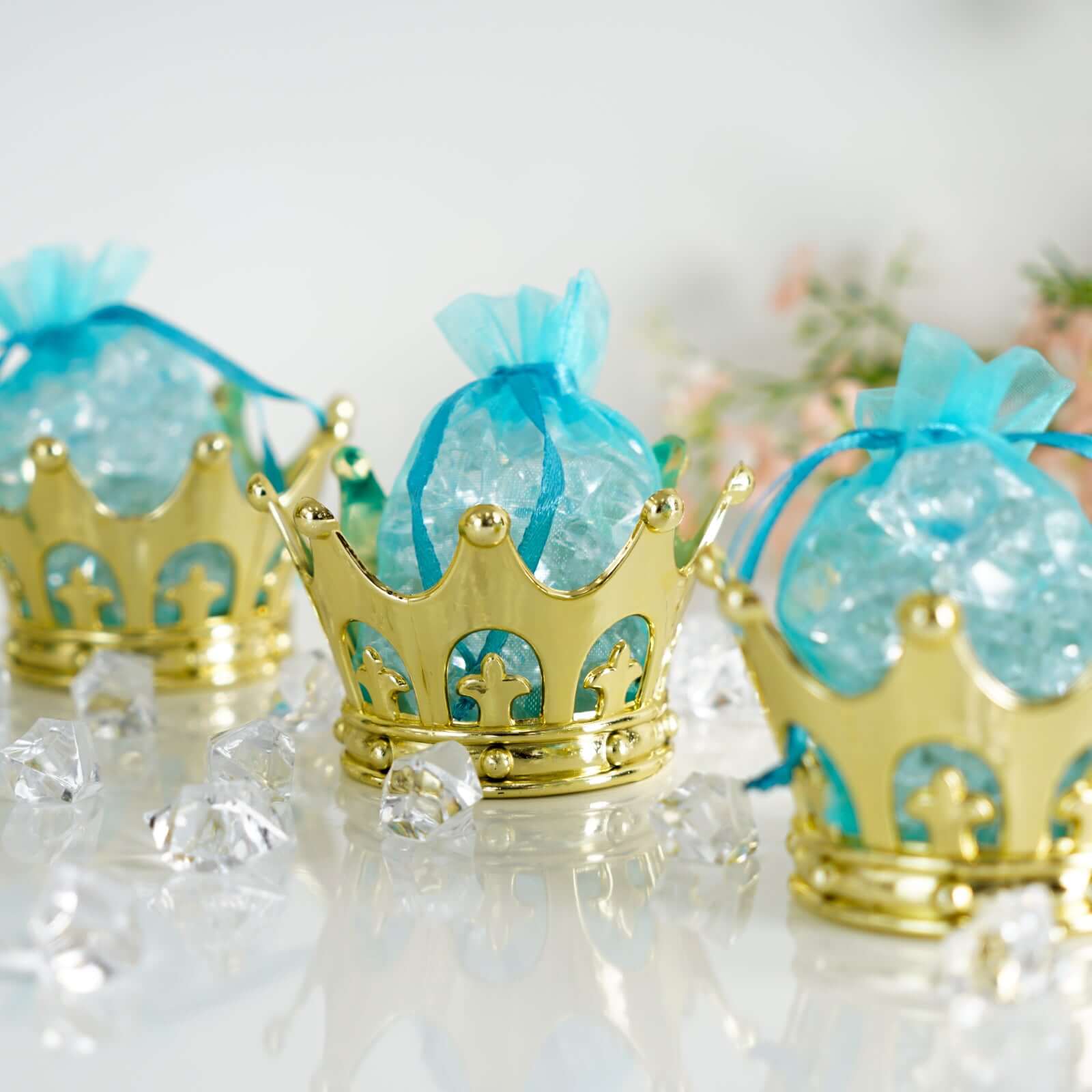 12-Pack Fillable Mini Crown Candy Container Gold - Regal Baby Shower Candy Treat Favor Containers 3