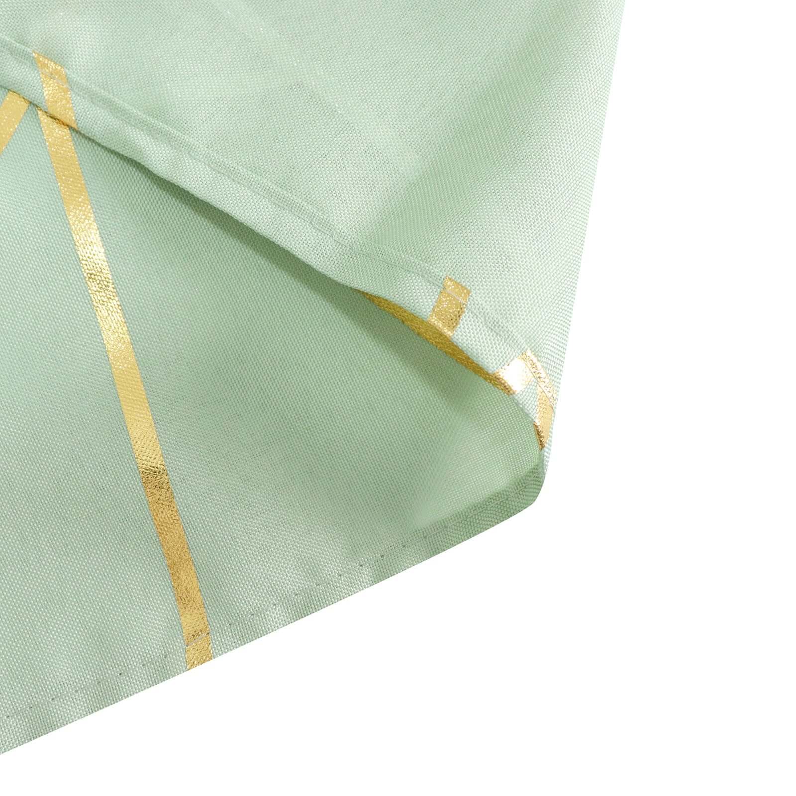 Polyester 54x54 Table Overlay Square Tablecloth Sage Green with Gold Foil Geometric Pattern - Wrinkle-Resistant & Durable for Stylish Settings