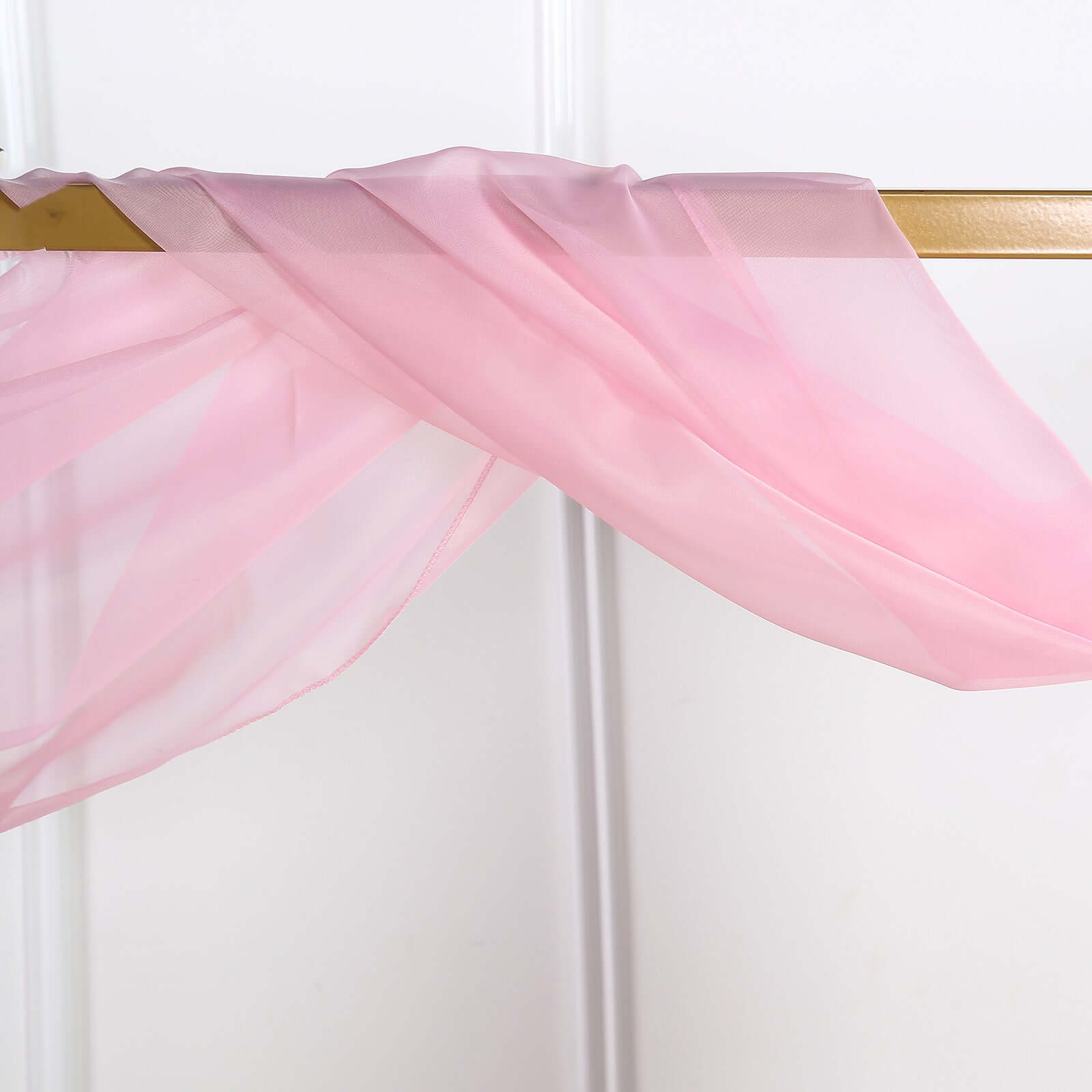 18ft Pink Sheer Organza Wedding Arch Drapery Fabric, Window Scarf Valance