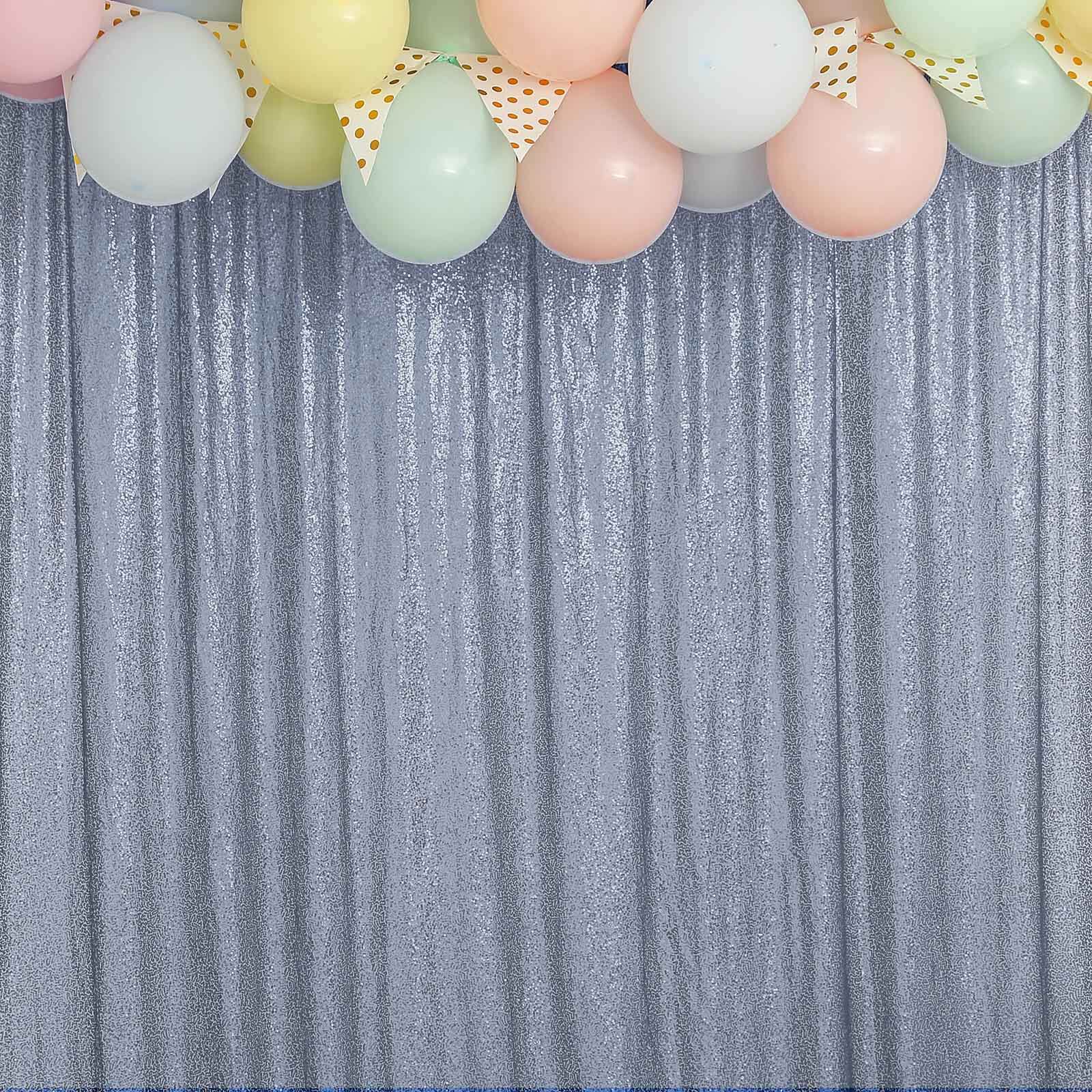 8ftx8ft Dusty Blue Sequin Event Curtain Drapes, Backdrop Event Panel