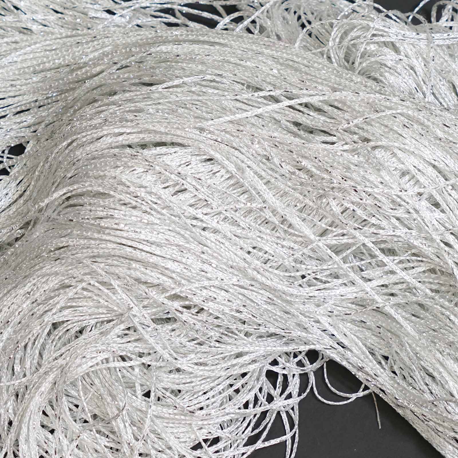 3ftx8ft White Silver Silk Tassel String Curtains, Decorative Room Divider Panels