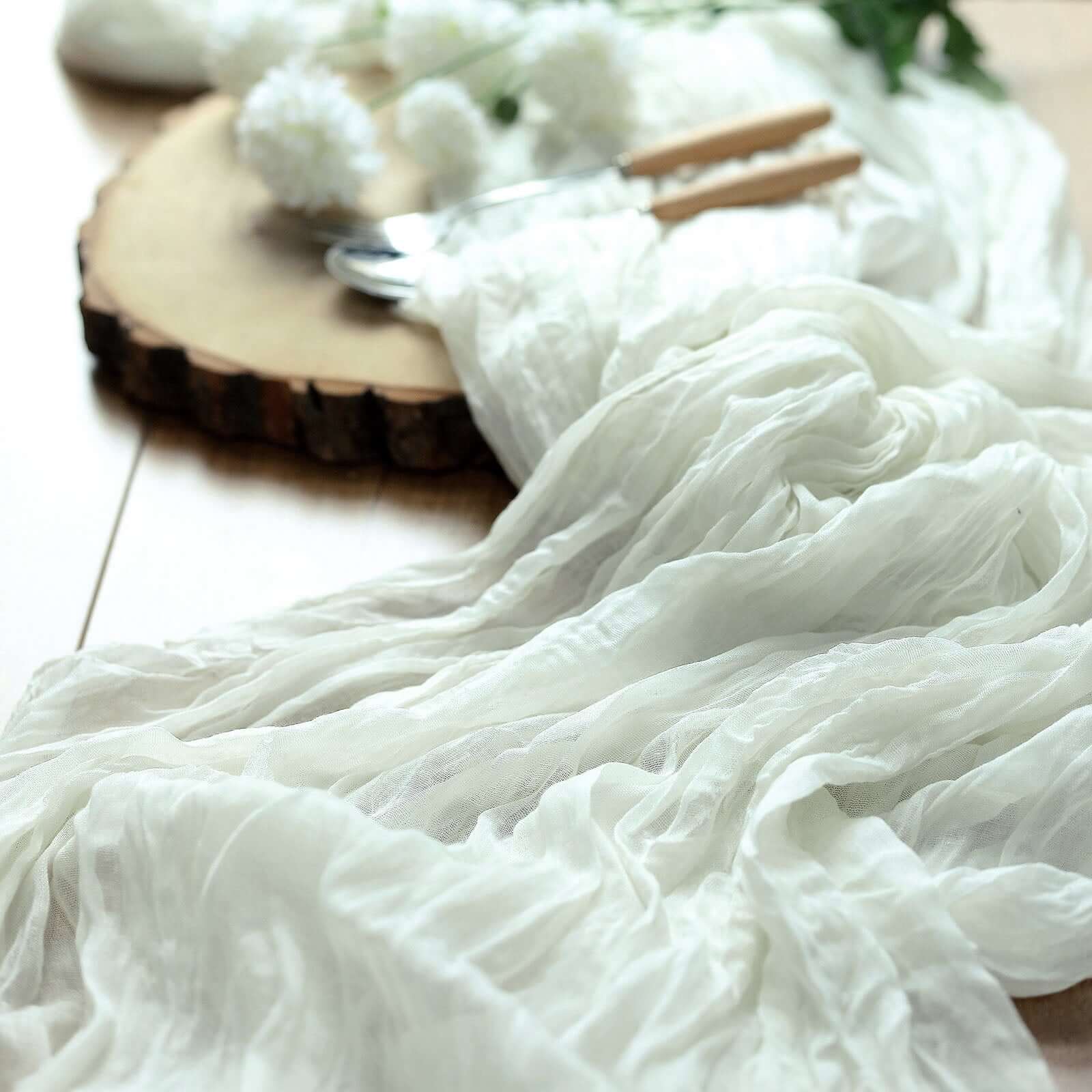 Gauze Cheesecloth 10ft Table Runner Ivory - Rustic Boho Style