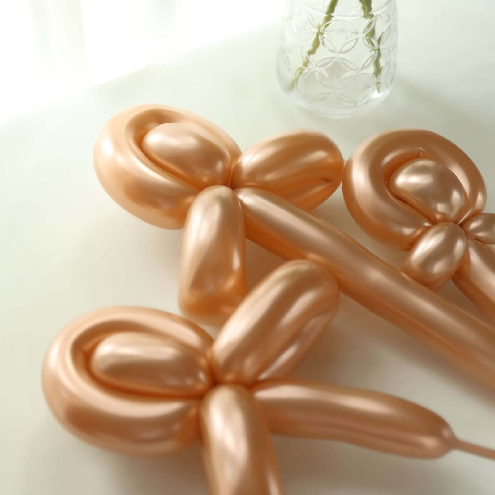 50 Pack Assorted Metallic Rose Gold Long Latex Balloons For Twisting Magic, Animal Modelling Party Balloons