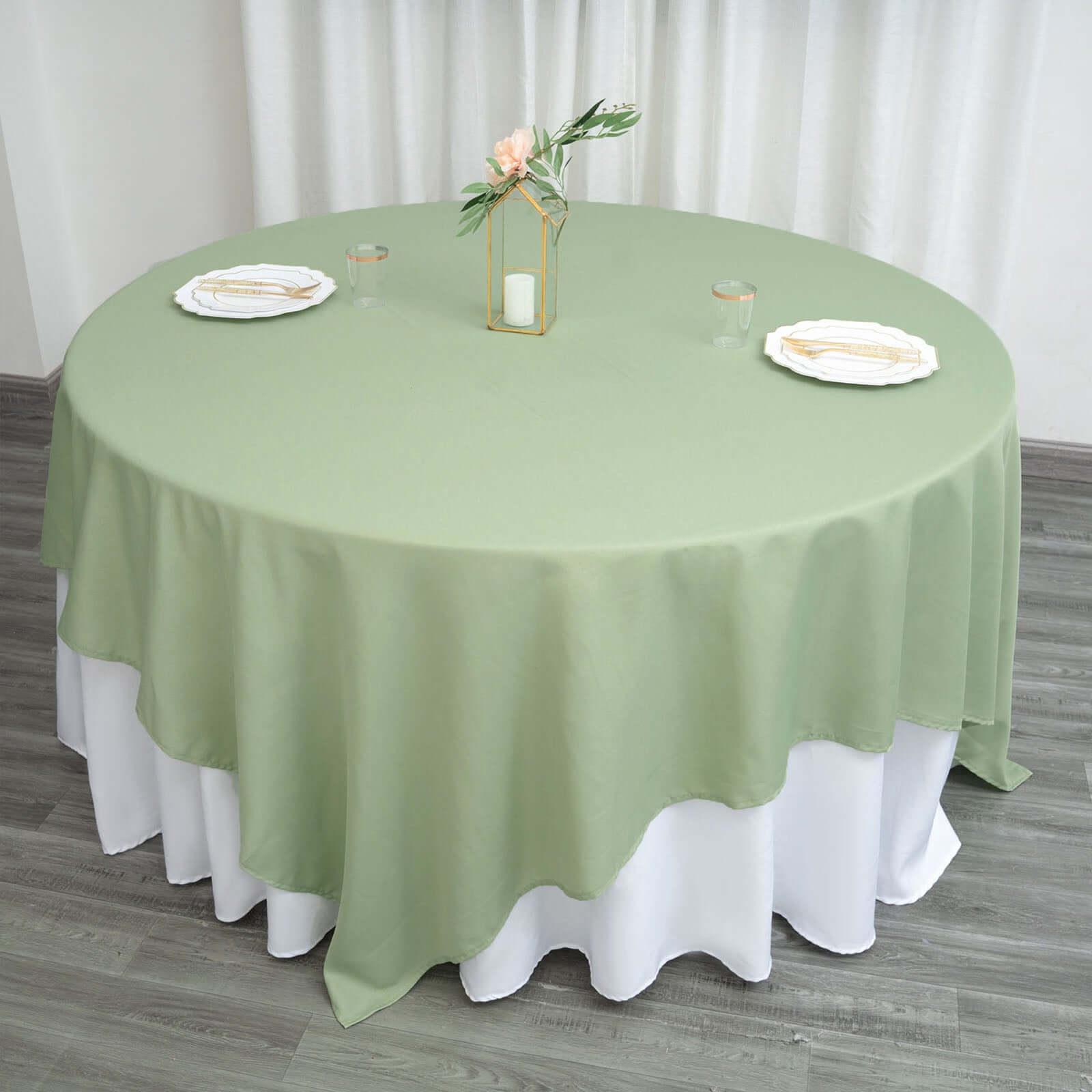 Polyester 90x90 Table Overlay Square Tablecloth Sage Green - Wrinkle-Resistant & Durable Table Cover