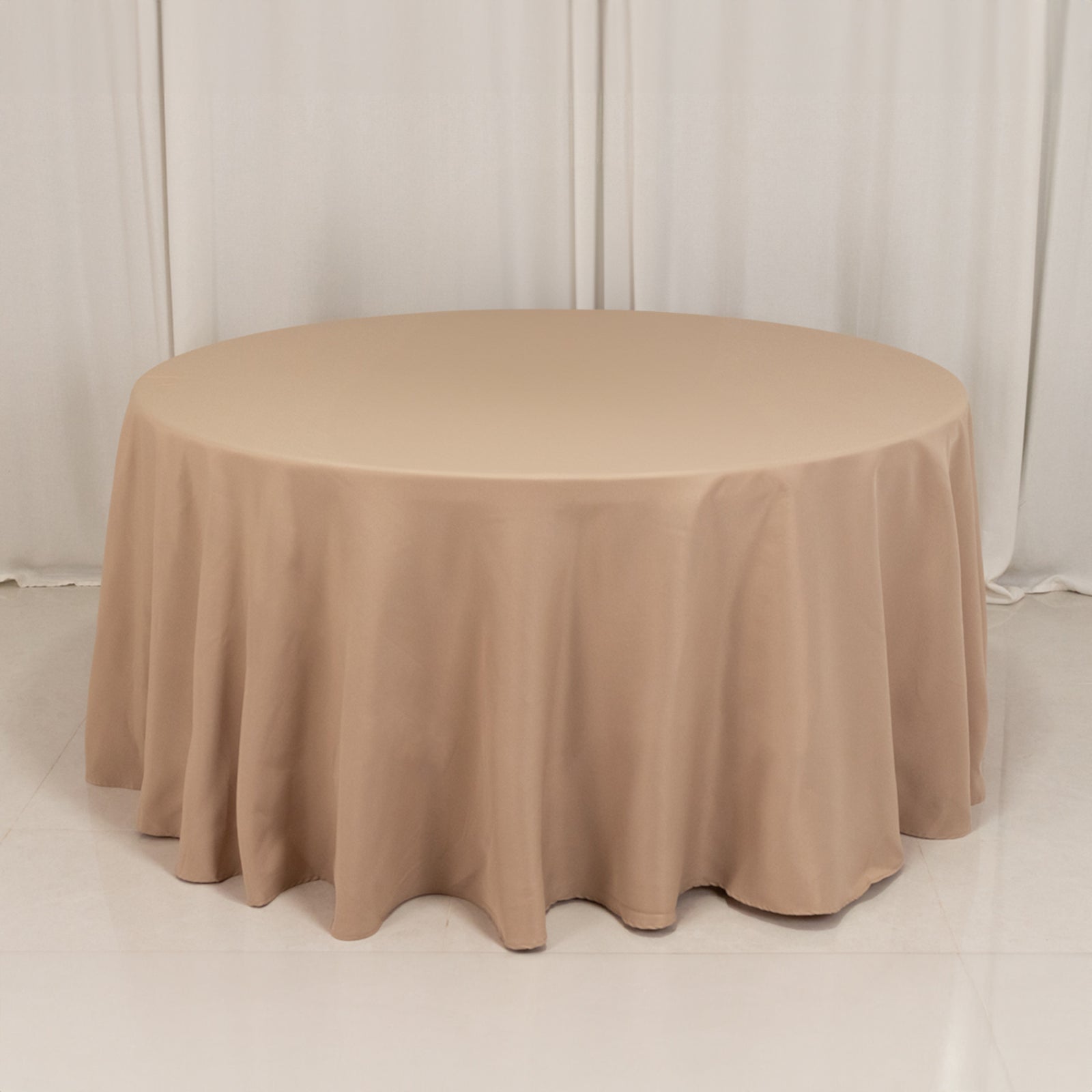 Premium Polyester 120 Round Tablecloth Nude - Seamless 220GSM Wrinkle-Resistant Table Cover