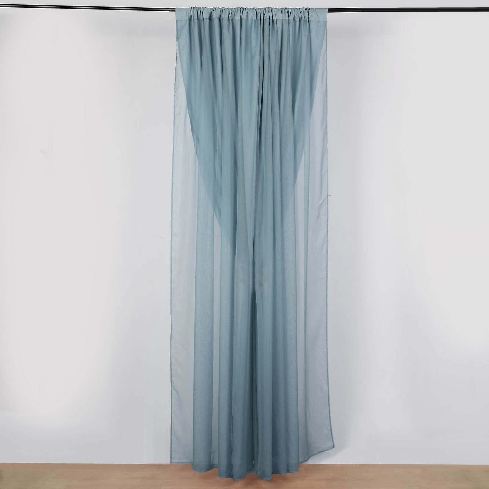 Dusty Blue Chiffon Polyester Event Curtain Drapes, Dual Layer Divider Backdrop Curtain Panels with Rod Pockets - 10ftx10ft