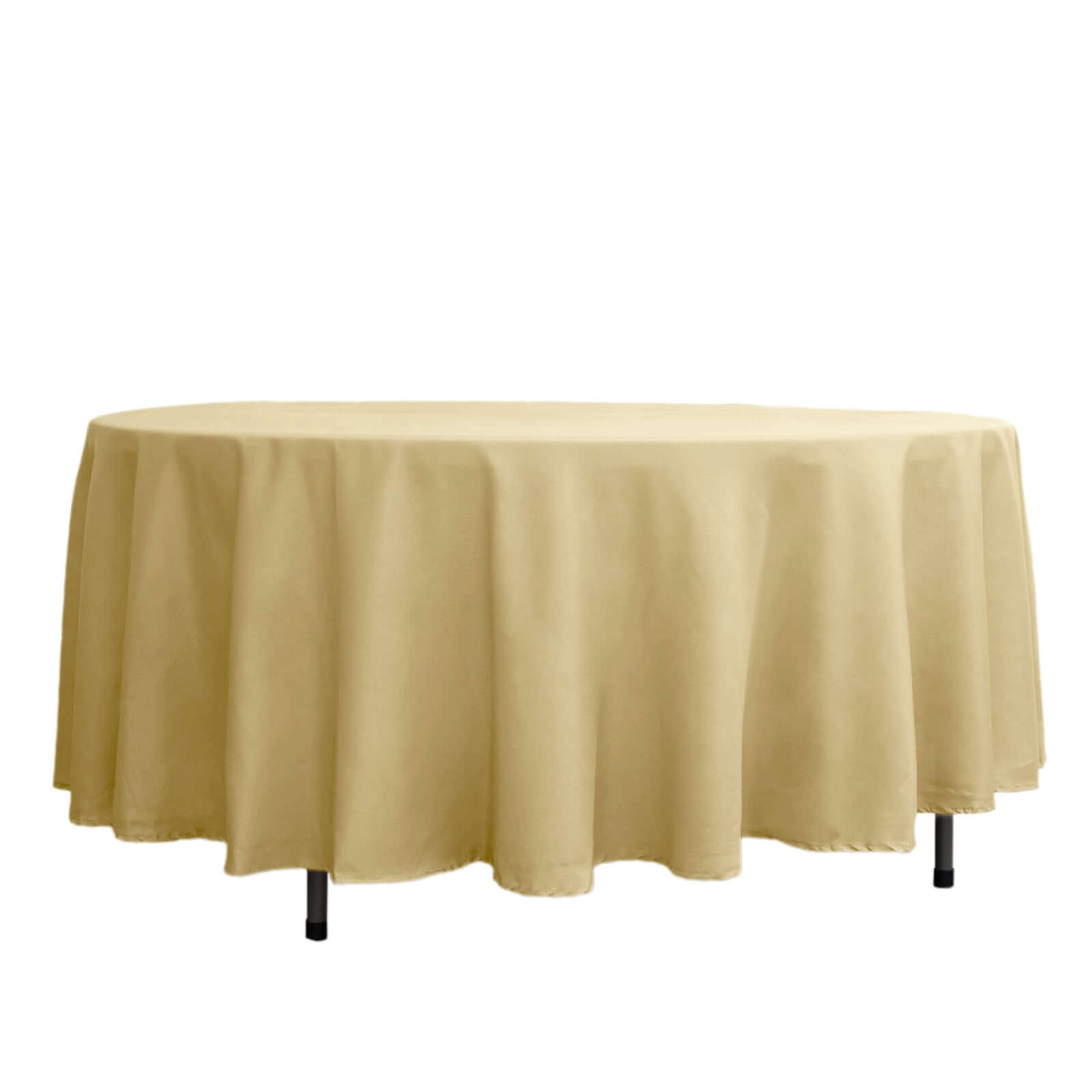 Polyester 108 Round Tablecloth Champagne - Wrinkle-Resistant Table Cover