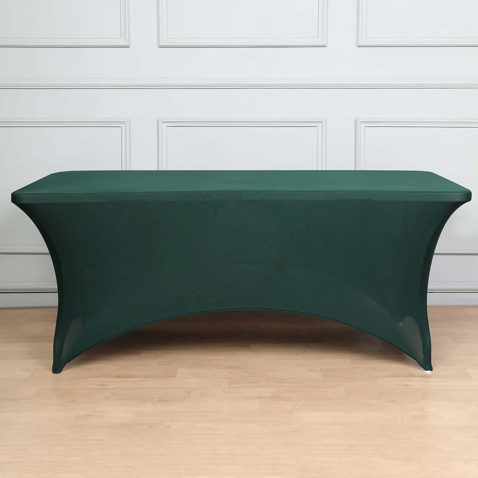 Stretch Spandex 96x30 Rectangle Table Cover Hunter Emerald Green - Durable Form-Fitting Tablecloth