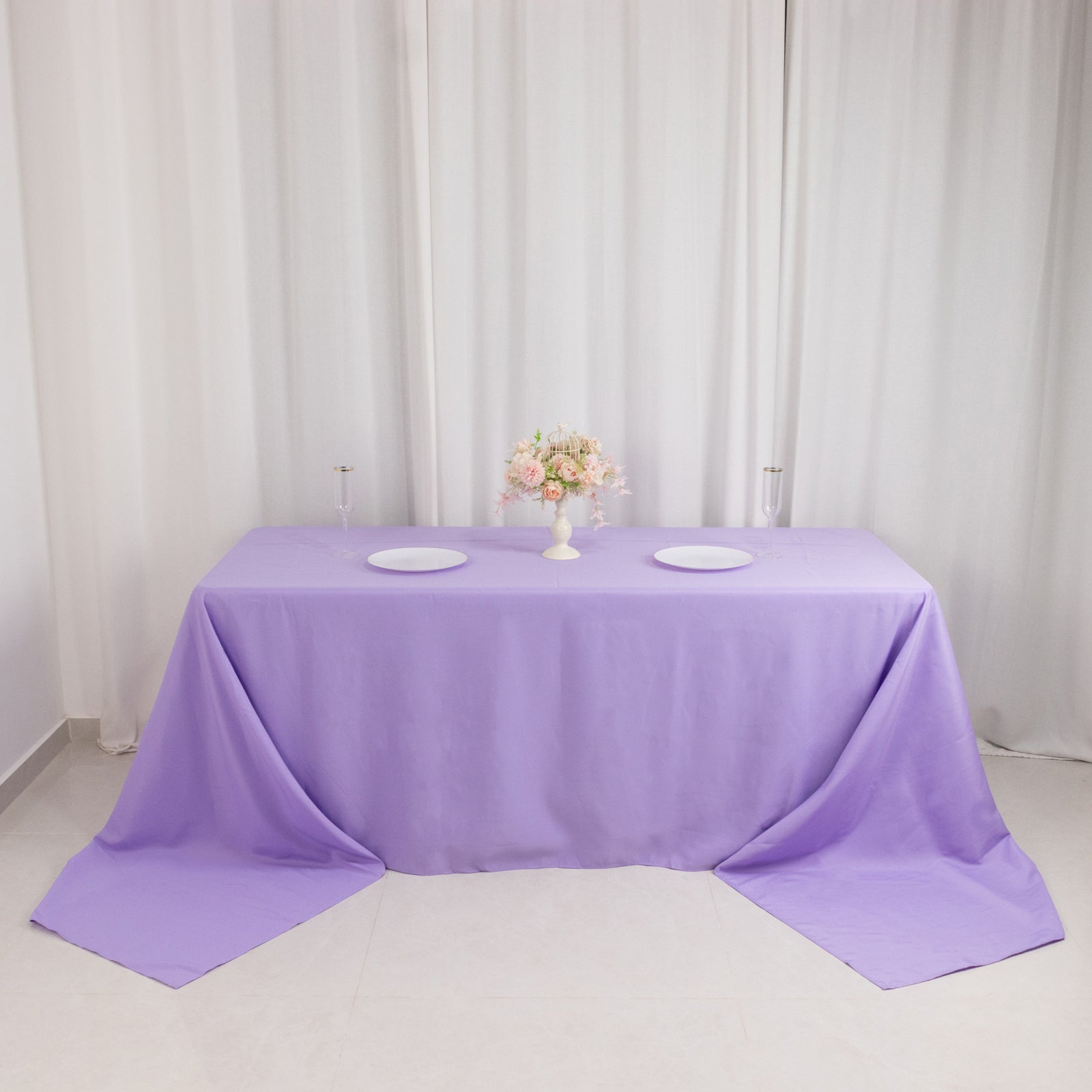 Premium Polyester 90x156 Rectangle Tablecloth Lavender Lilac - Seamless 220GSM Stain-Resistant Table Cover