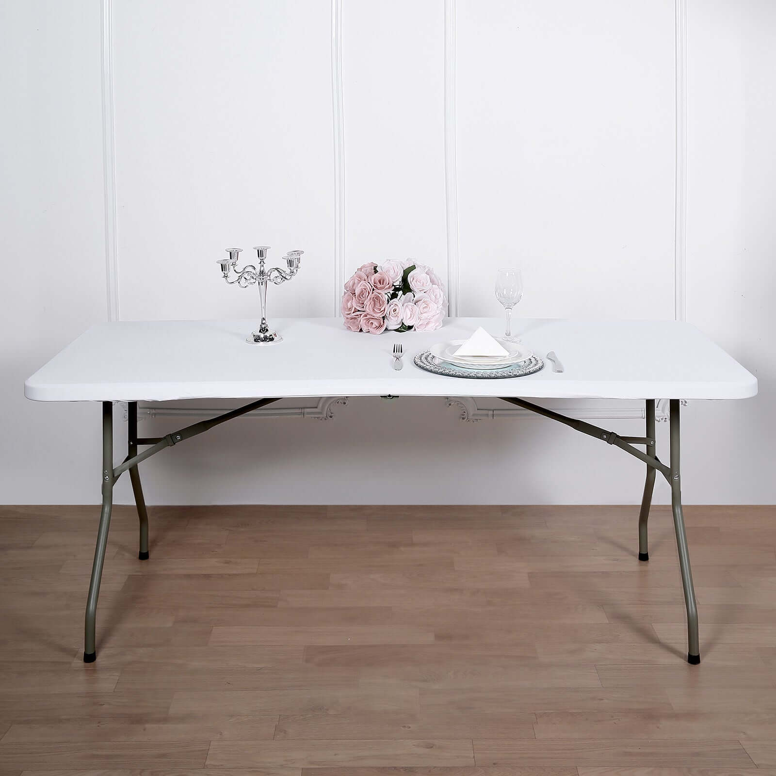 Stretch Spandex 72x30 Rectangle Tablecloth Top Cover White - Sleek & Durable Fitted Table Topper Cap