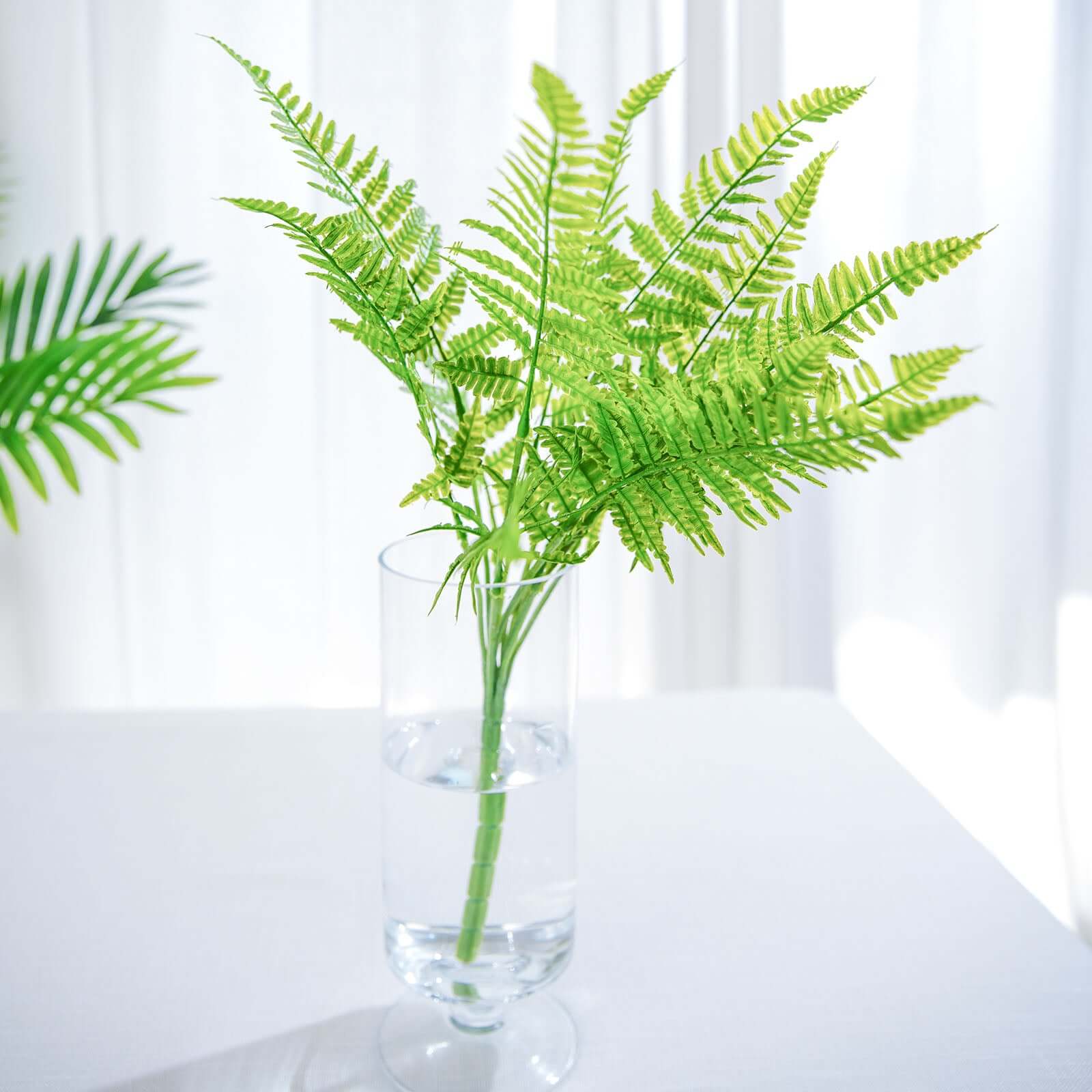 2 Stems 19 Green Artificial Boston Fern Leaf Plant Indoor Faux Spray