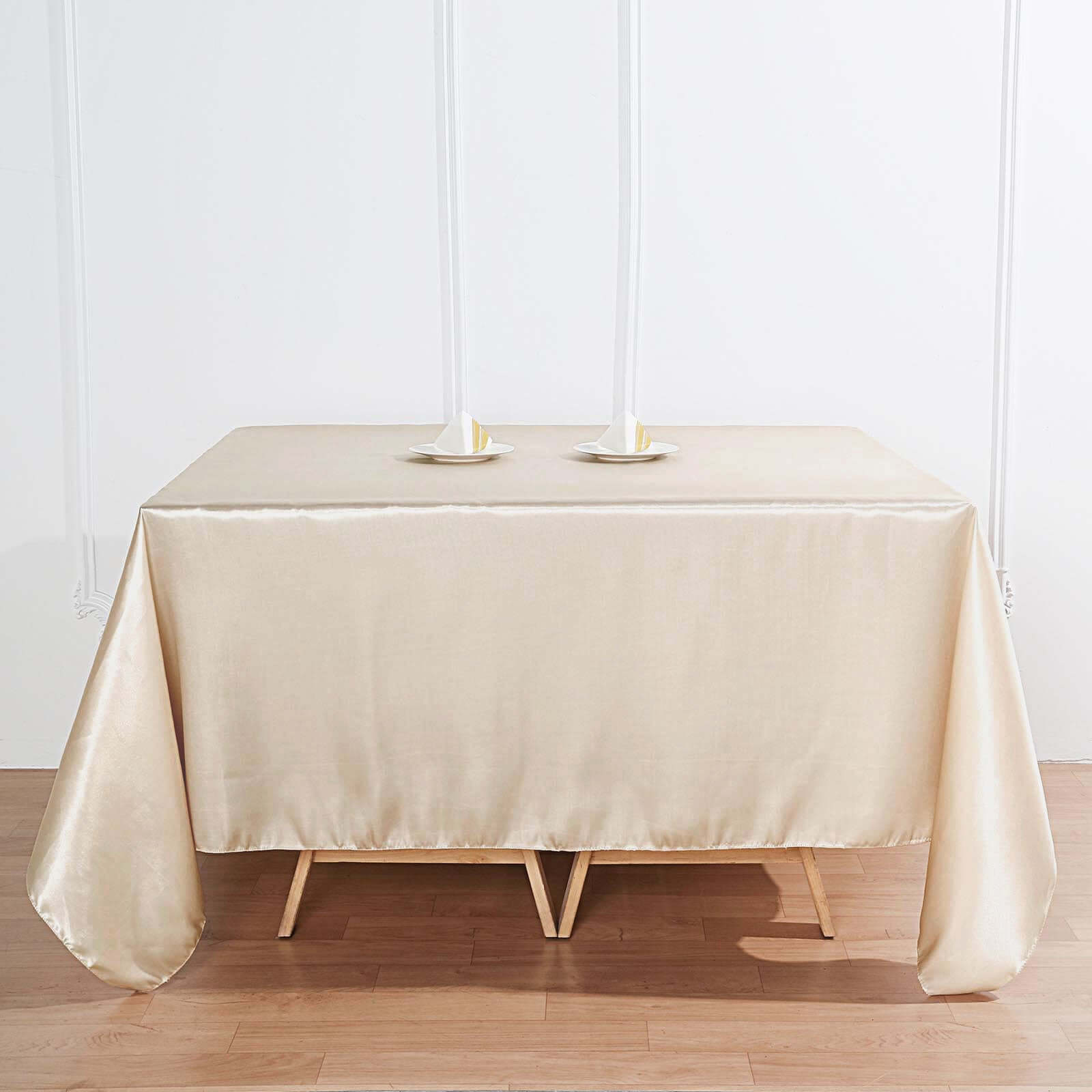 Satin 90x90 Table Overlay Square Tablecloth Beige - Smooth Finish Table Topper