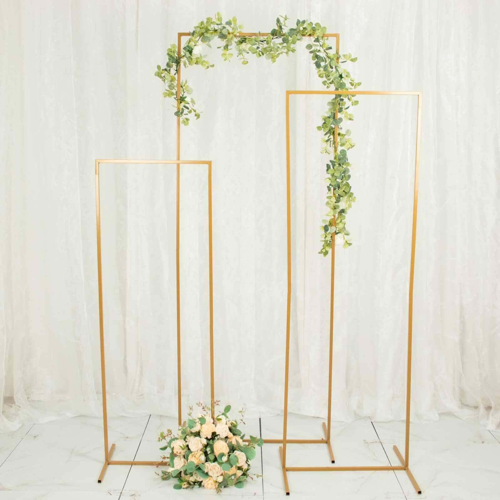 Set of 4 Gold Metal Frame Wedding Arch, Rectangular Backdrop Stand, Floral Display Frame - 3.5ft, 4.5ft, 5.5ft, 6.5ft