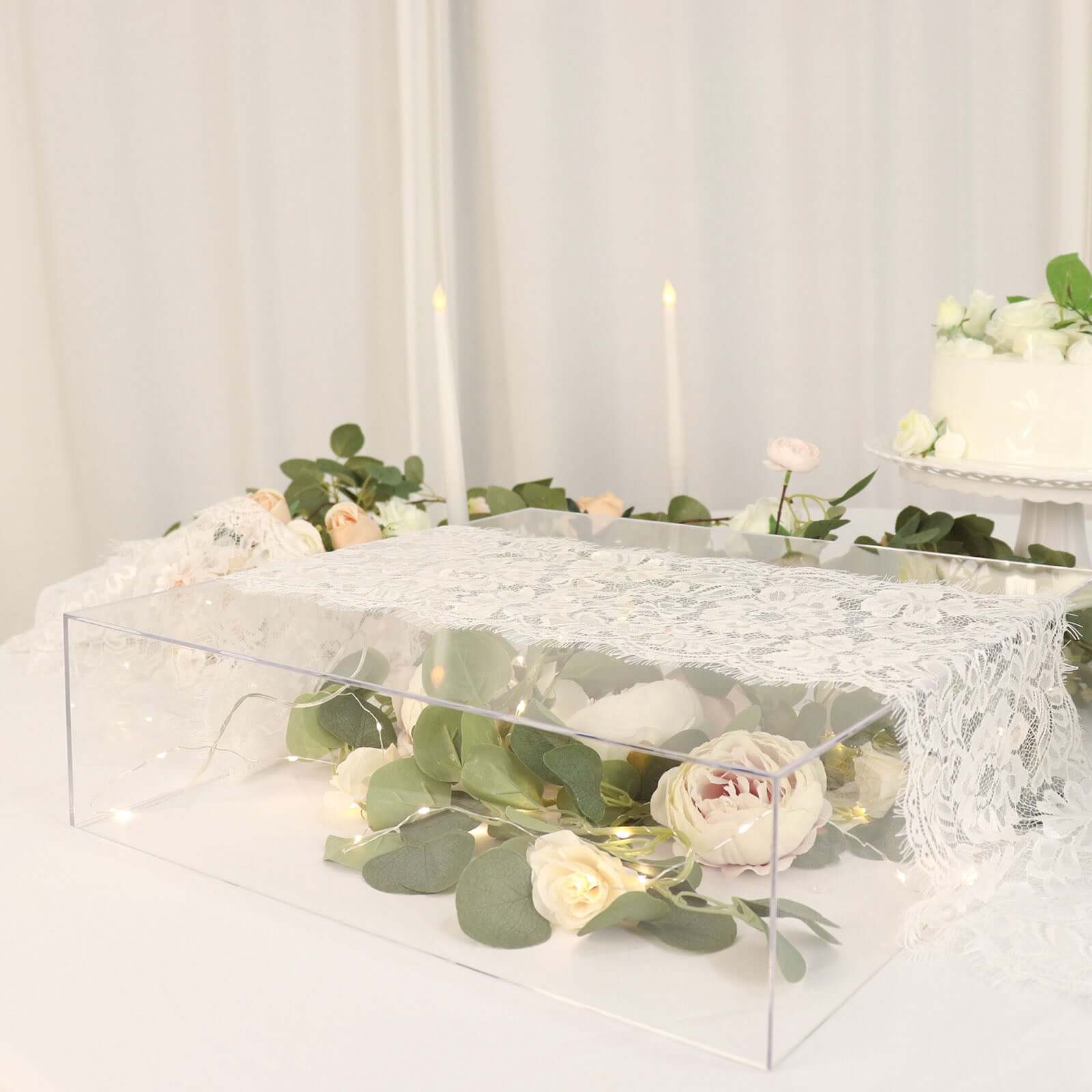 Acrylic Cake Box Stand Pedestal Riser Transparent Clear - Decorative Display for Weddings 18x18