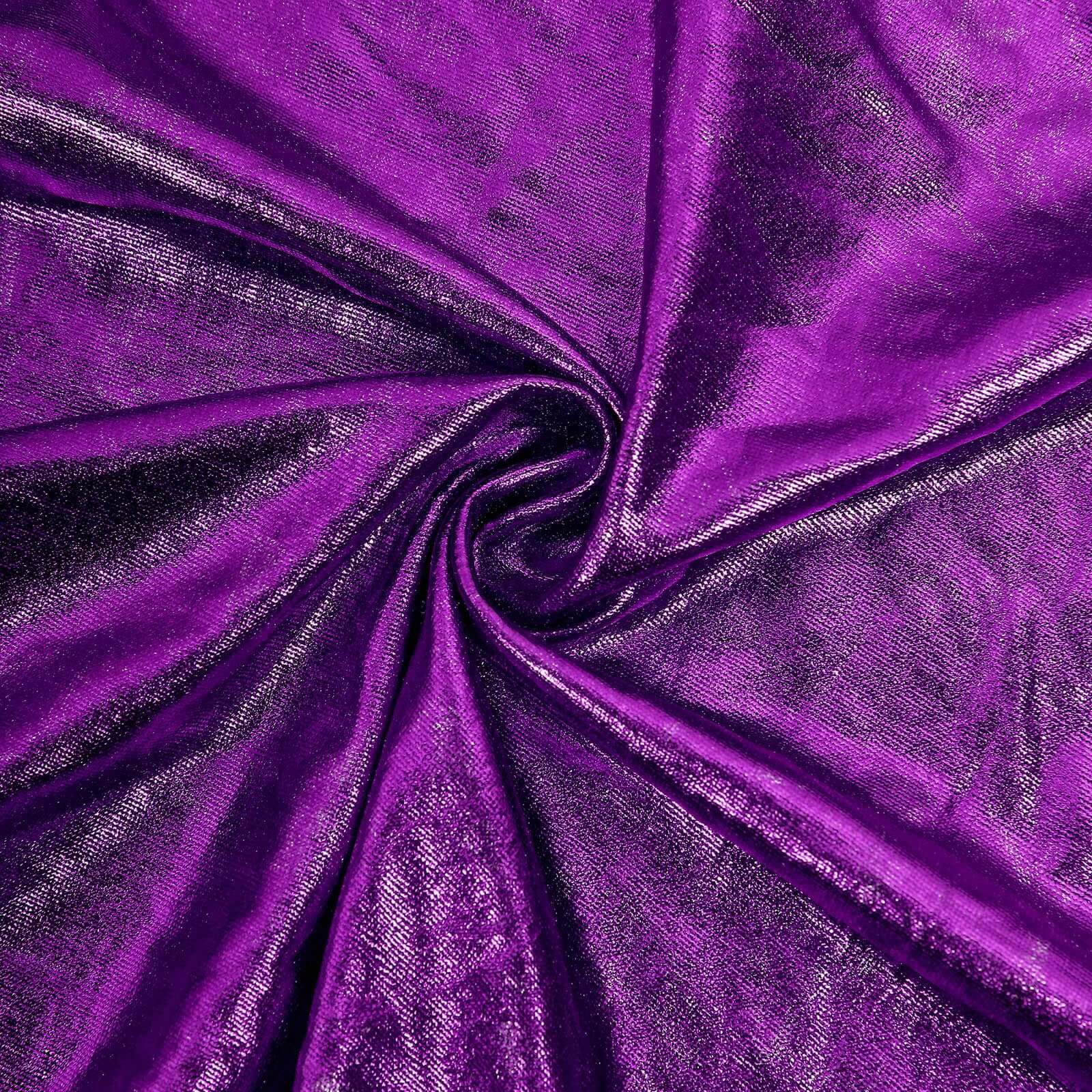 Metallic Purple Stretch Spandex Rectangle Tablecloth 6ft Wrinkle Free Fitted Table Cover for 72x30 Tables
