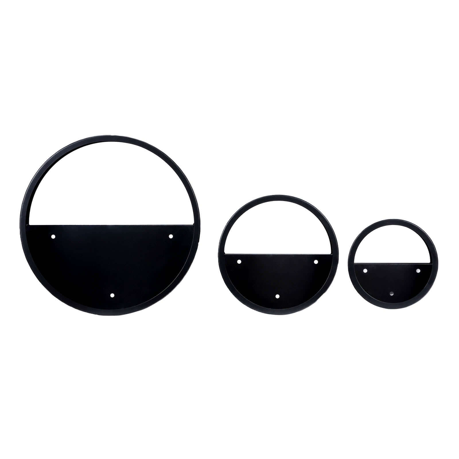 Set of 3 Black Half Moon Wall Planters, Round Metal Wall Hanging Planter, Modern Indoor Outdoor Terrarium - 6,8,12