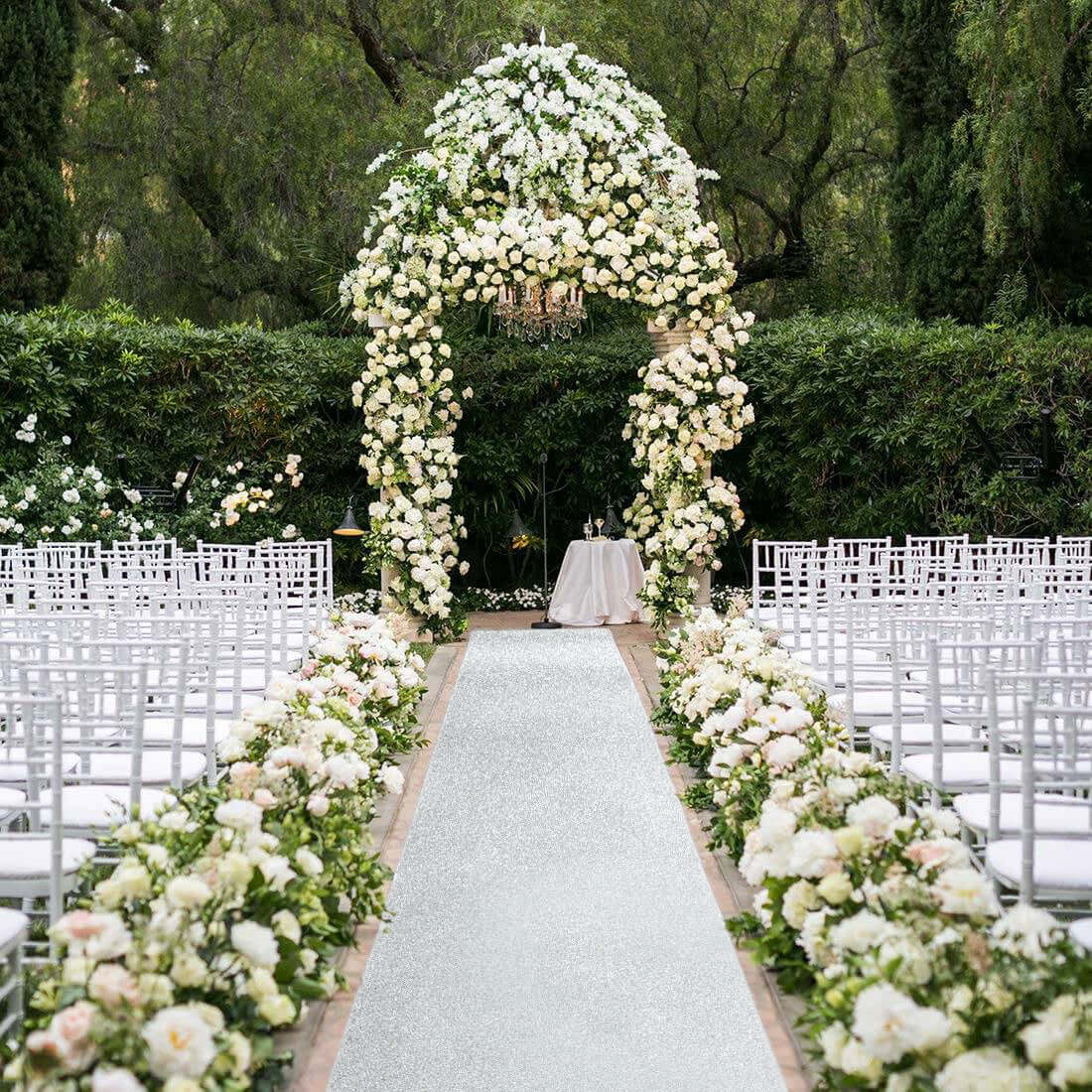 3ftx50ft Silver Sparkle Glitter Wedding Aisle Runner, Non-Woven Red Carpet Runner Prom, Hollywood, Glam Parties