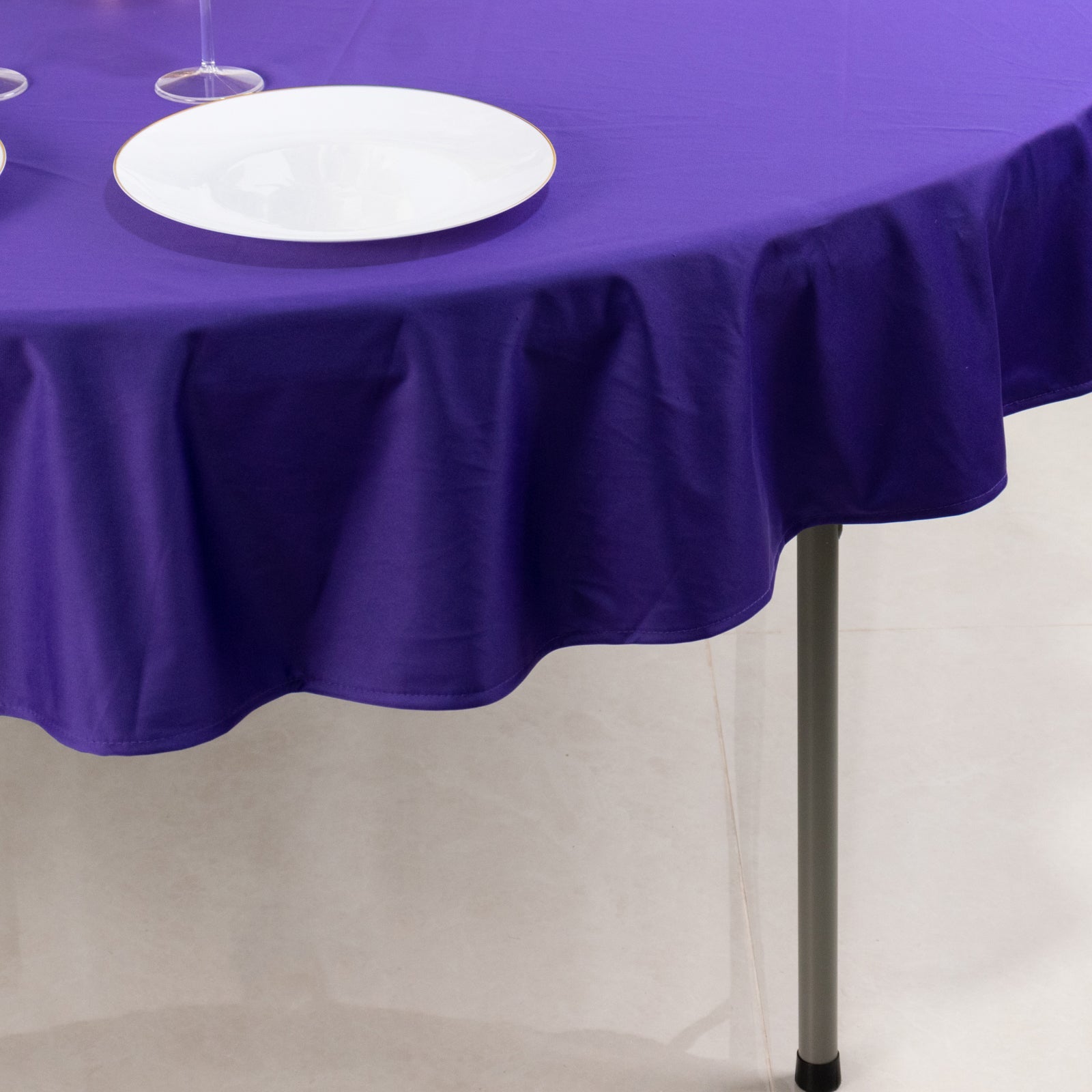 Premium Scuba Round 70 Tablecloth Purple - Wrinkle Free & Stain Resistant Table Cover