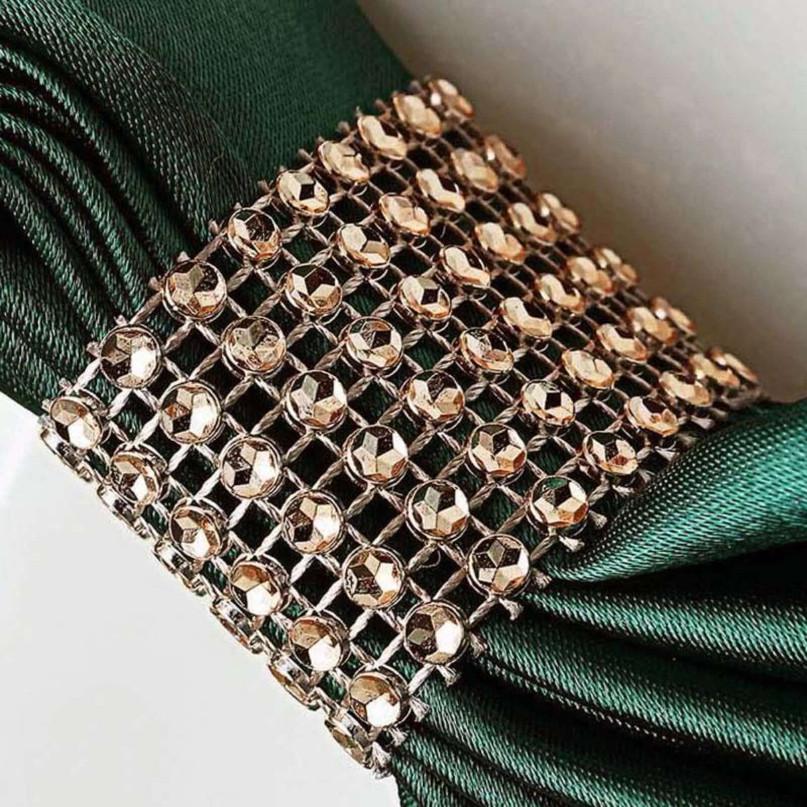 10 Pack Rhinestone Napkin Rings with Velcro Brooch Buckle Antique Gold - Stylish Design for Chair Sashes