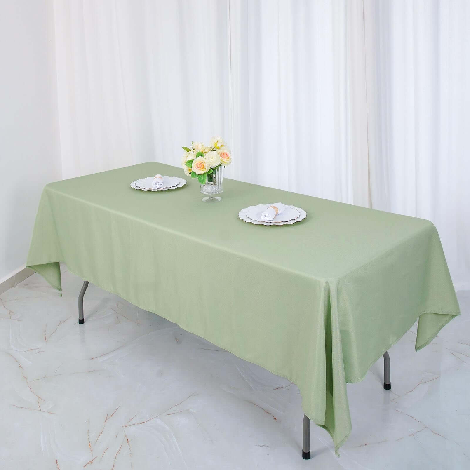 Polyester 60x126 Rectangle Tablecloth Sage Green - Wrinkle-Resistant Table Cover