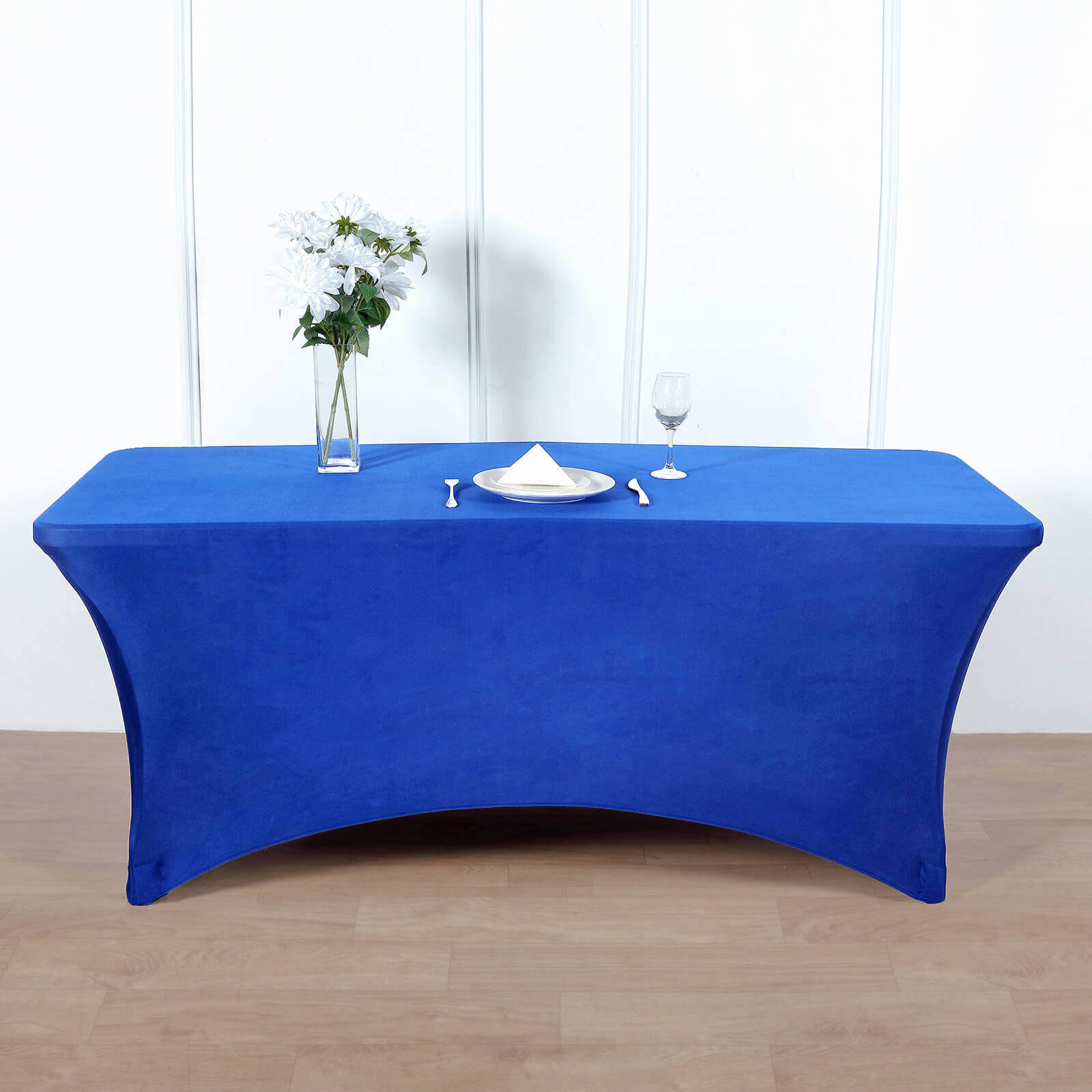 Stretch Spandex 96x30 Rectangle Table Cover Royal Blue - Durable Form-Fitting Tablecloth