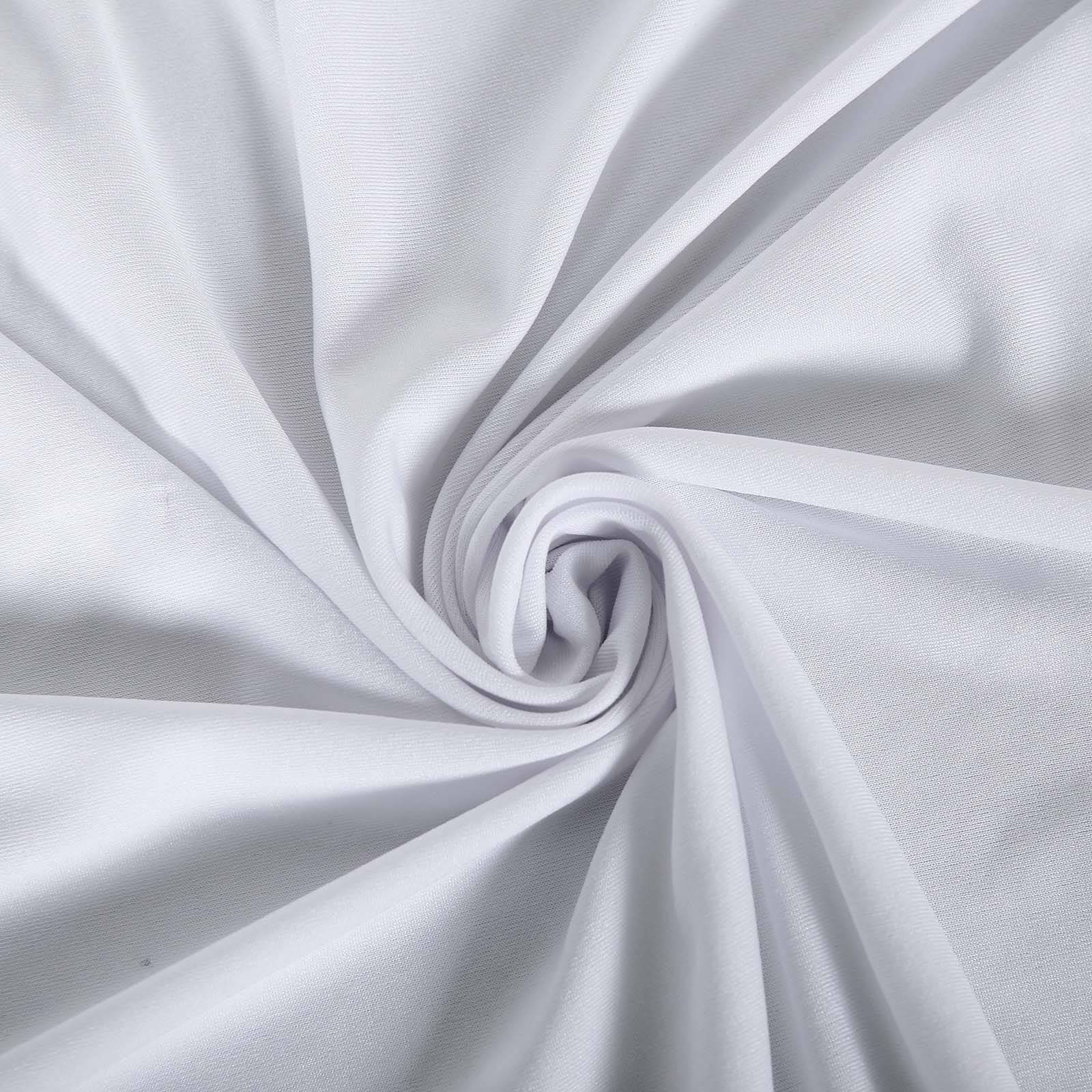 Stretch Spandex 72x30 Rectangle Tablecloth Top Cover White - Sleek & Durable Fitted Table Topper Cap