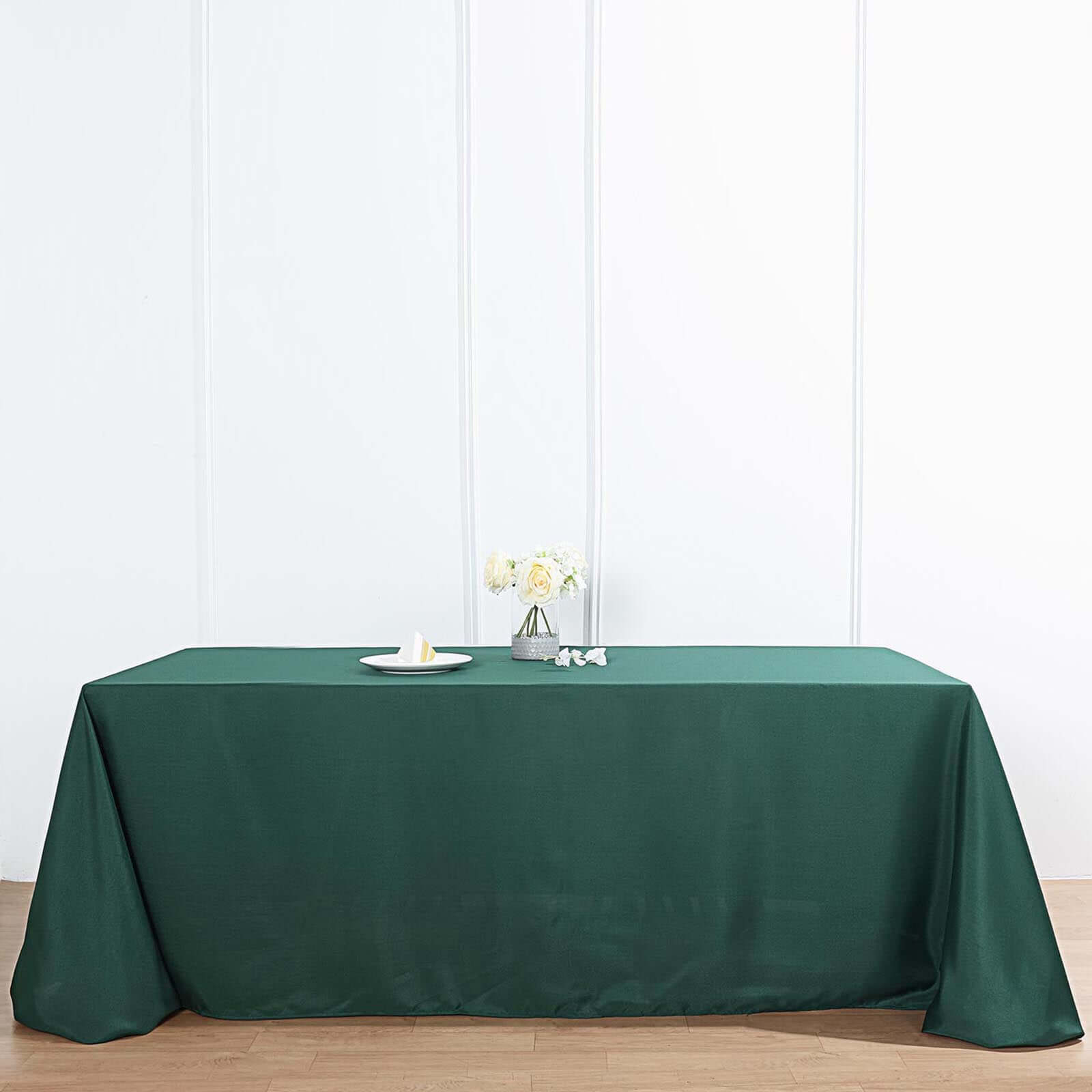 Polyester 90x132 Rectangle Tablecloth Hunter Emerald Green - Seamless Wrinkle-Resistant Table Cover