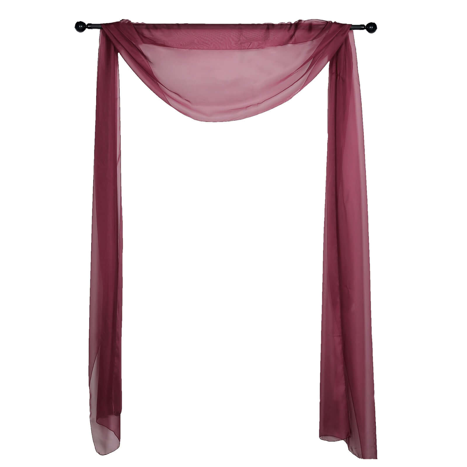 18ft Burgundy Sheer Organza Wedding Arch Drapery Fabric, Window Scarf Valance