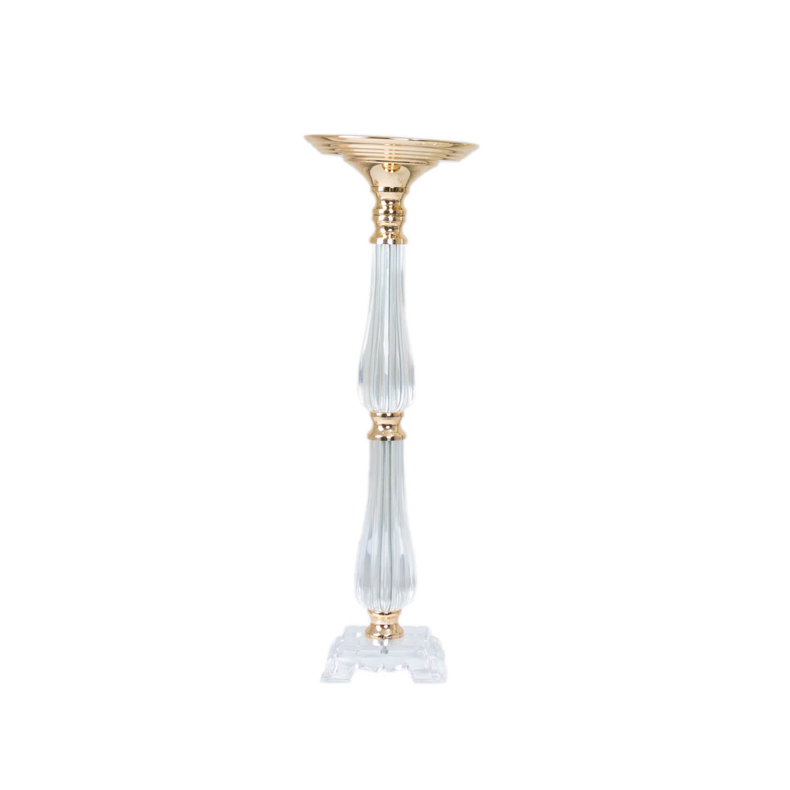 Acrylic Crystal Pillar Candle Stand Gold/Clear - Table Centerpiece and Wedding Flower Bowl Pedestal 24