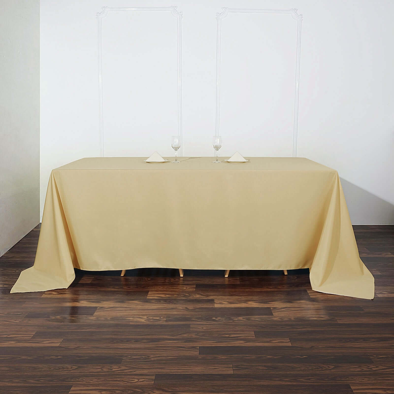 Polyester 90x132 Rectangle Tablecloth Champagne - Seamless Wrinkle-Resistant Table Cover