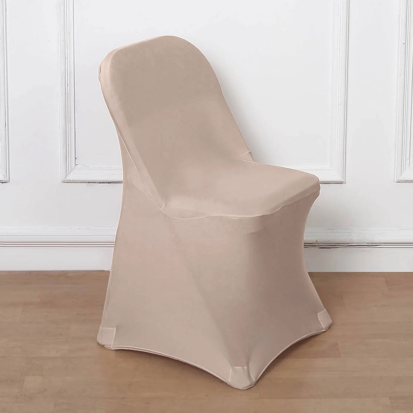 10 Pack Stretch Spandex Chair Covers Nude for Folding Chairs - Durable 160GSM Fitted Slipcovers