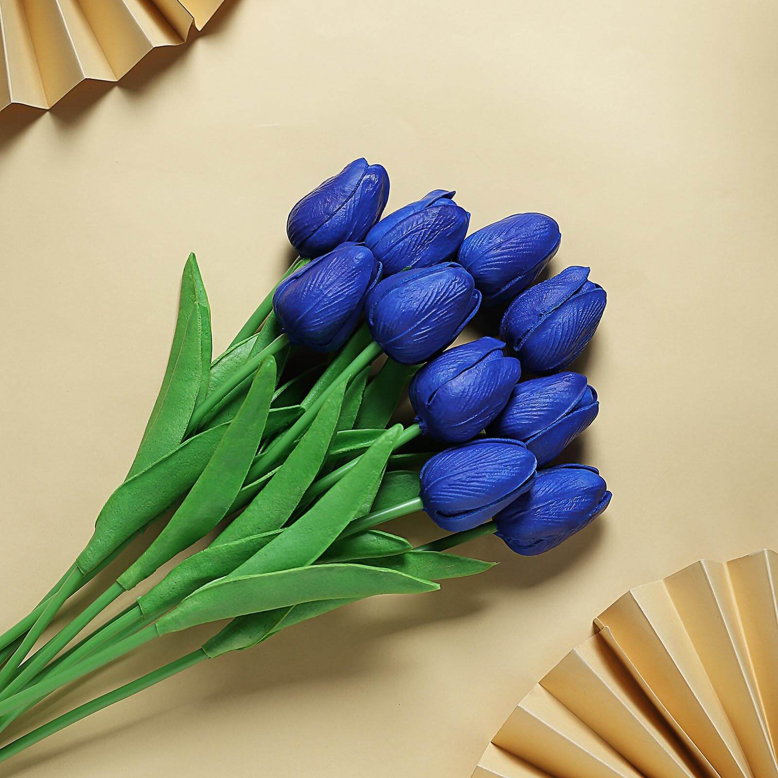 10 Stems 13 Royal Blue Real Touch Artificial Foam Tulip Flowers