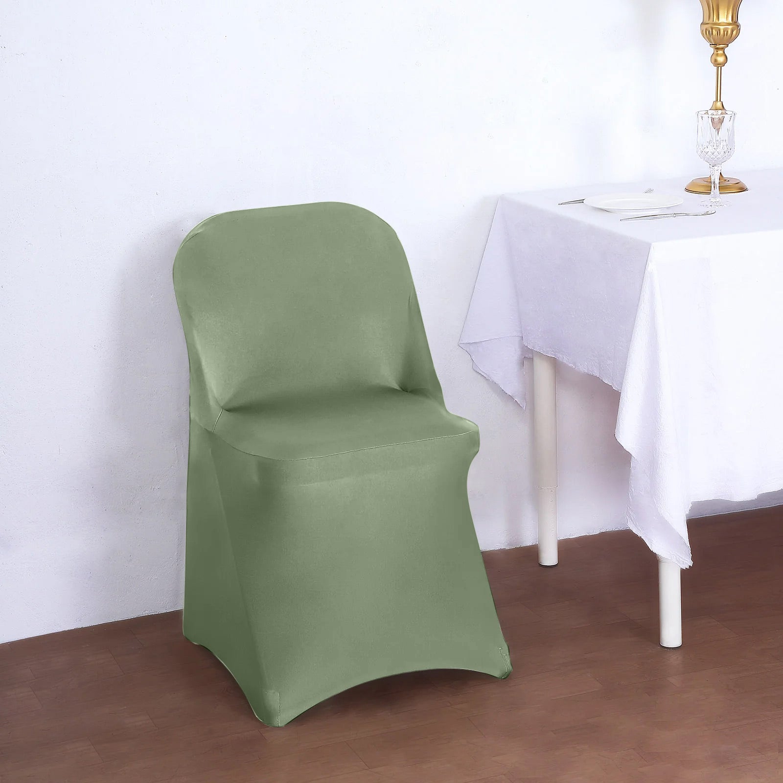 10 Pack Stretch Spandex Chair Covers Dusty Sage Green for Folding Chairs - Durable 160GSM Fitted Slipcovers