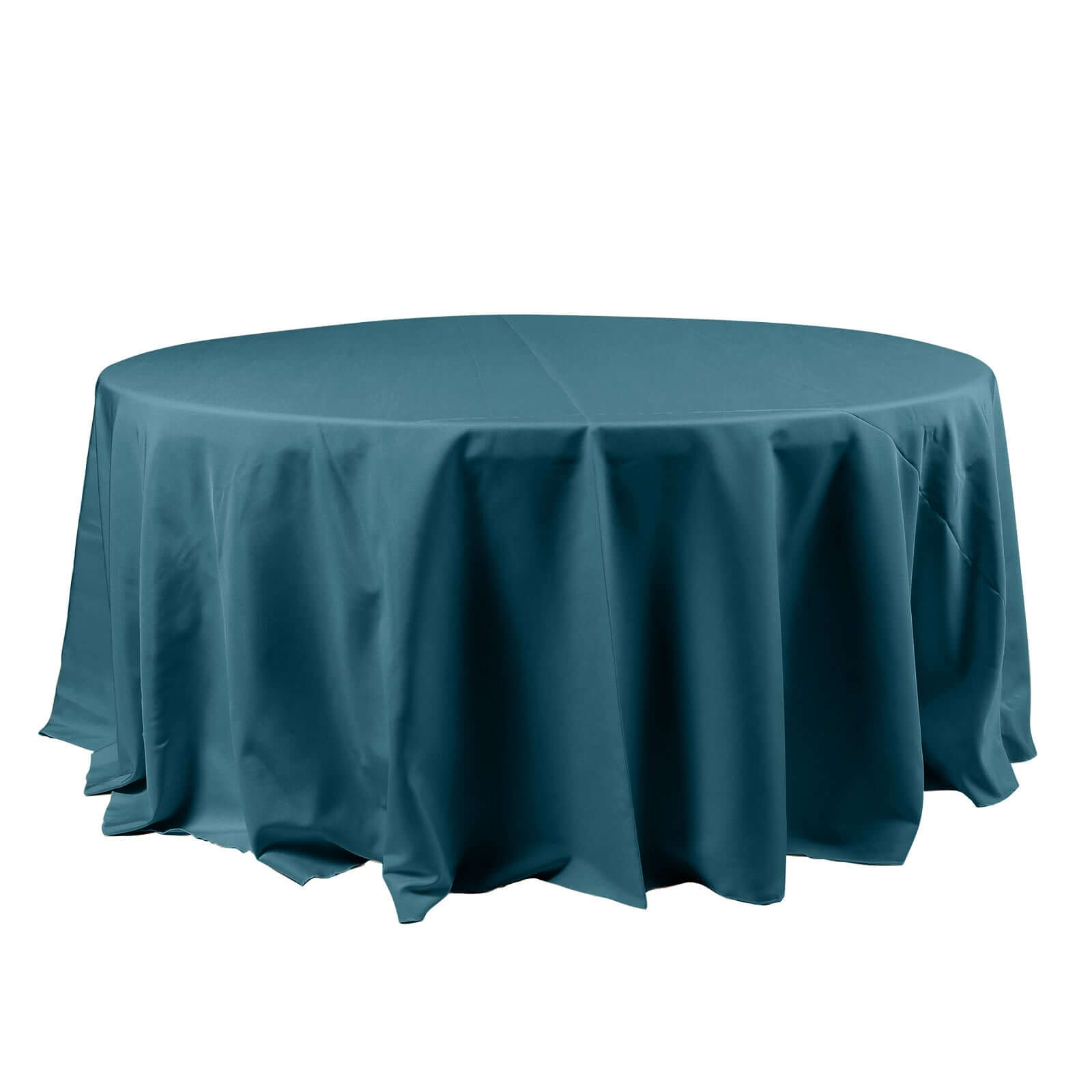 Polyester 120 Round Tablecloth Peacock Teal - Seamless Wrinkle-Resistant Table Cover