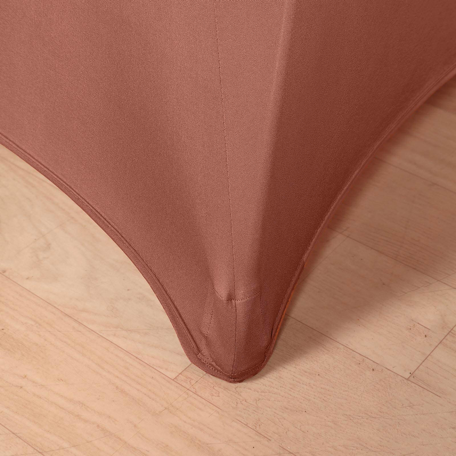 Spandex 24-32 Round Cocktail Table Cover Terracotta (Rust) - Easy to Maintain Stretch Fitted Highboy Tablecloth