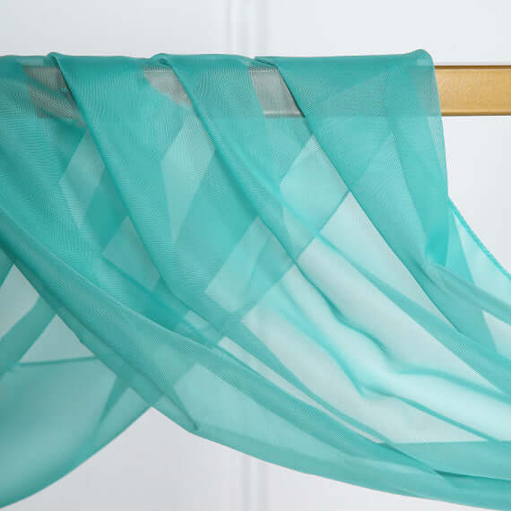 18ft Turquoise Sheer Organza Wedding Arch Drapery Fabric, Window Scarf Valance