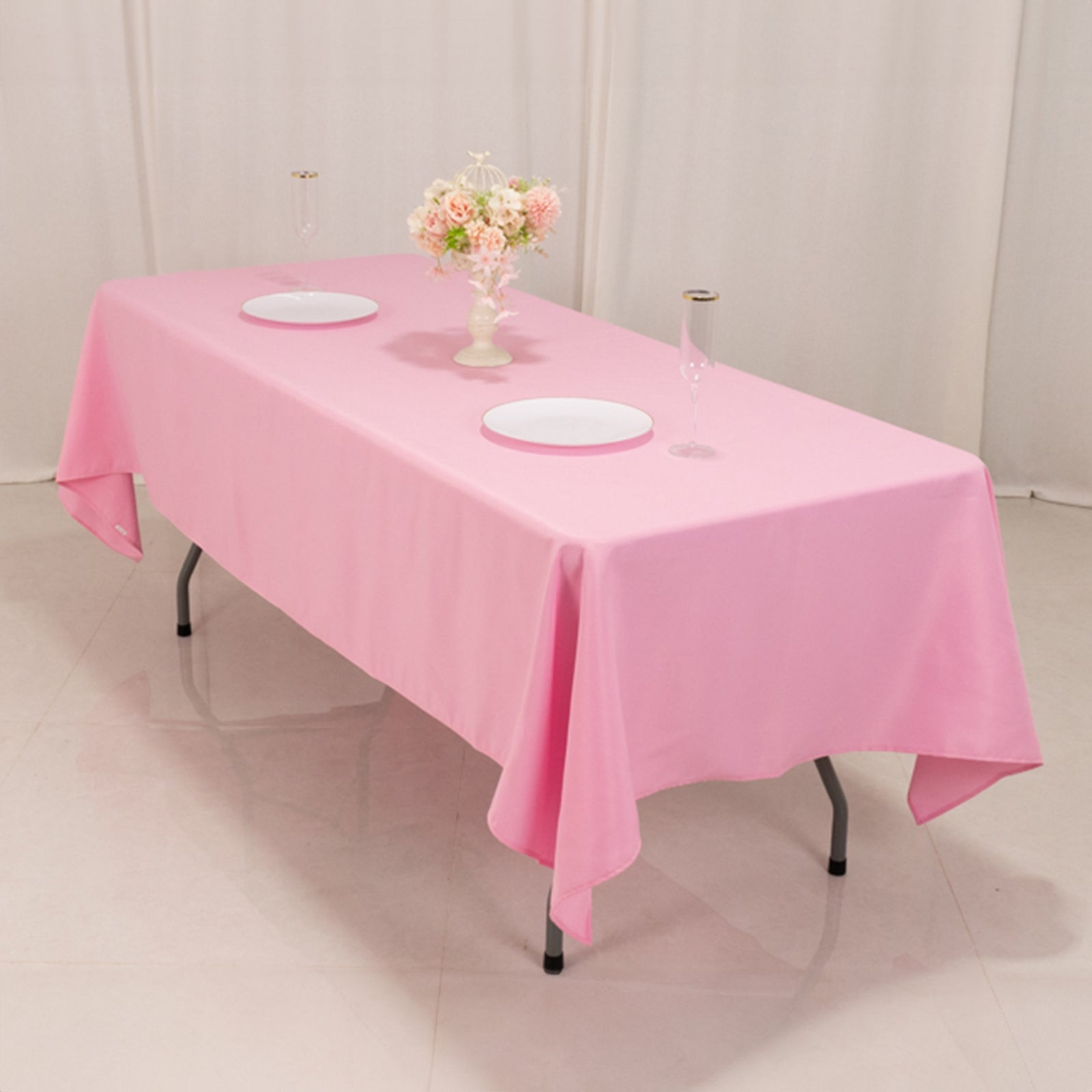 Premium Polyester 60x102 Rectangle Tablecloth Pink - Durable 220GSM Wrinkle-Resistant Table Cover