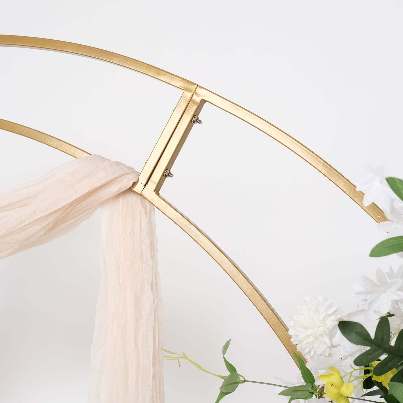 7.5ft Gold Metal Half Crescent Moon Wedding Arbor Frame, Curved Design Arch Flower Balloon Stand