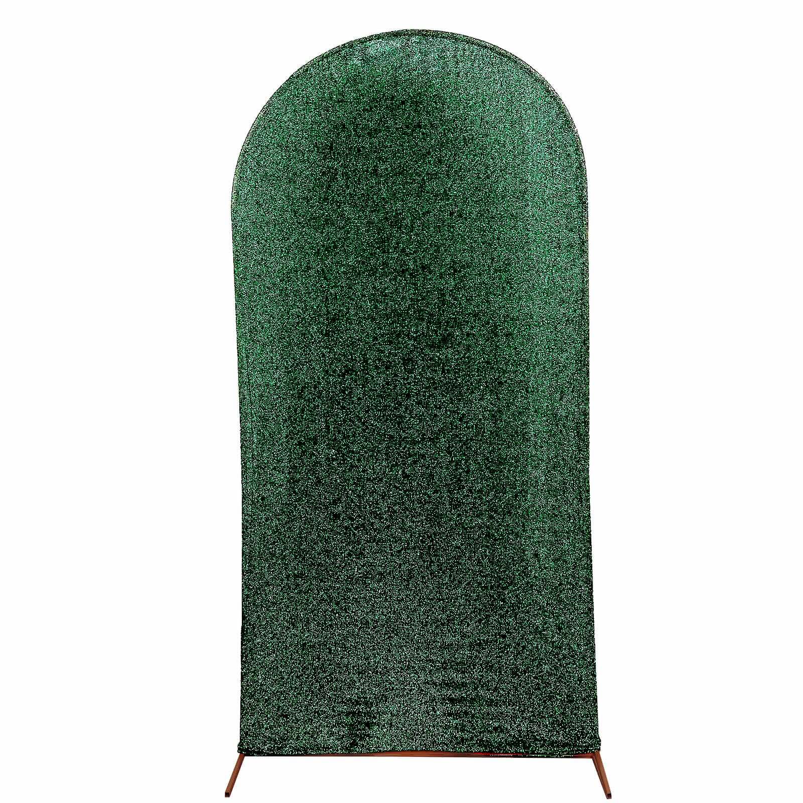 7ft Hunter Emerald Green Shimmer Tinsel Spandex Chiara Backdrop Stand Cover For Fitted Round Top Wedding Arch