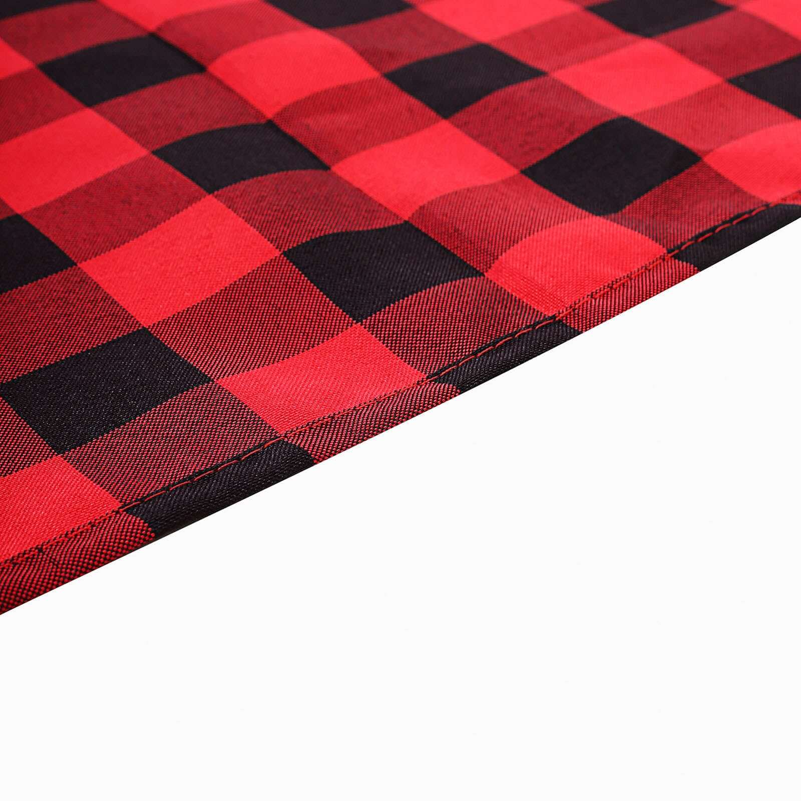 Polyester 90x132 Rectangle Tablecloth Black/Red - Seamless Checkered Buffalo Plaid Table Cover