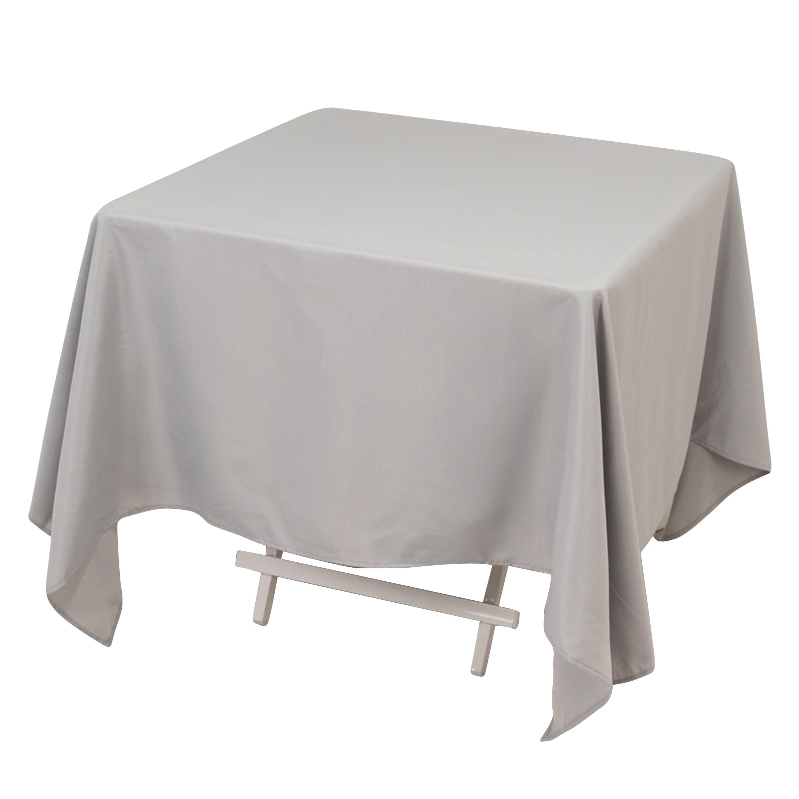 Premium Polyester Square Tablecloth 70x70 Silver 220GSM Wrinkle-Resistant Table Cover