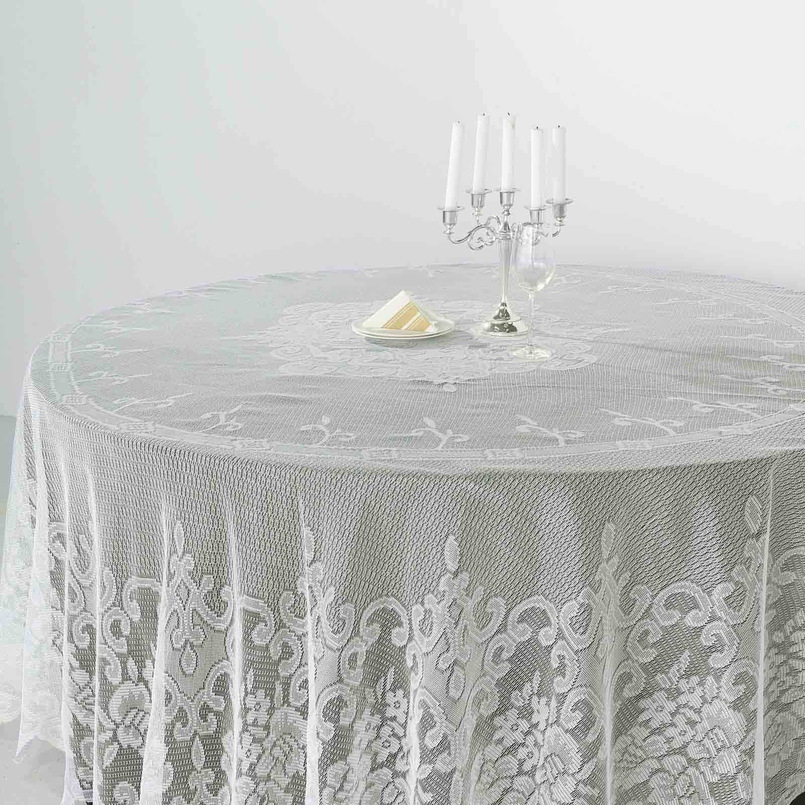 Lace 108 Round Tablecloth Ivory - Premium Design for Formal Table Settings