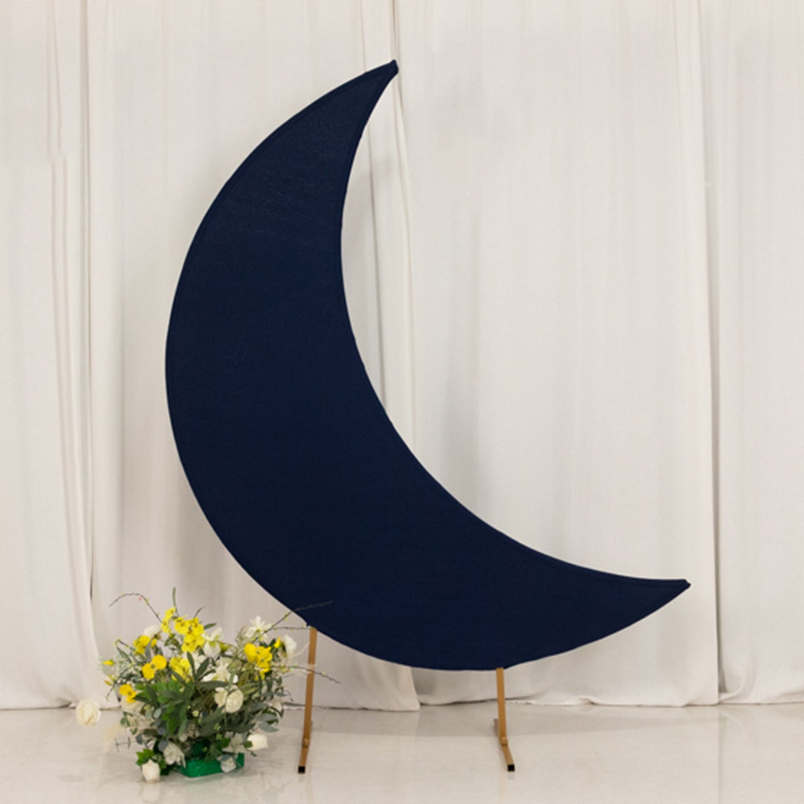 6.5ft Navy Blue Spandex Crescent Moon Chiara Backdrop Stand Cover, Custom Stretch Fitted Wedding Arch Cover