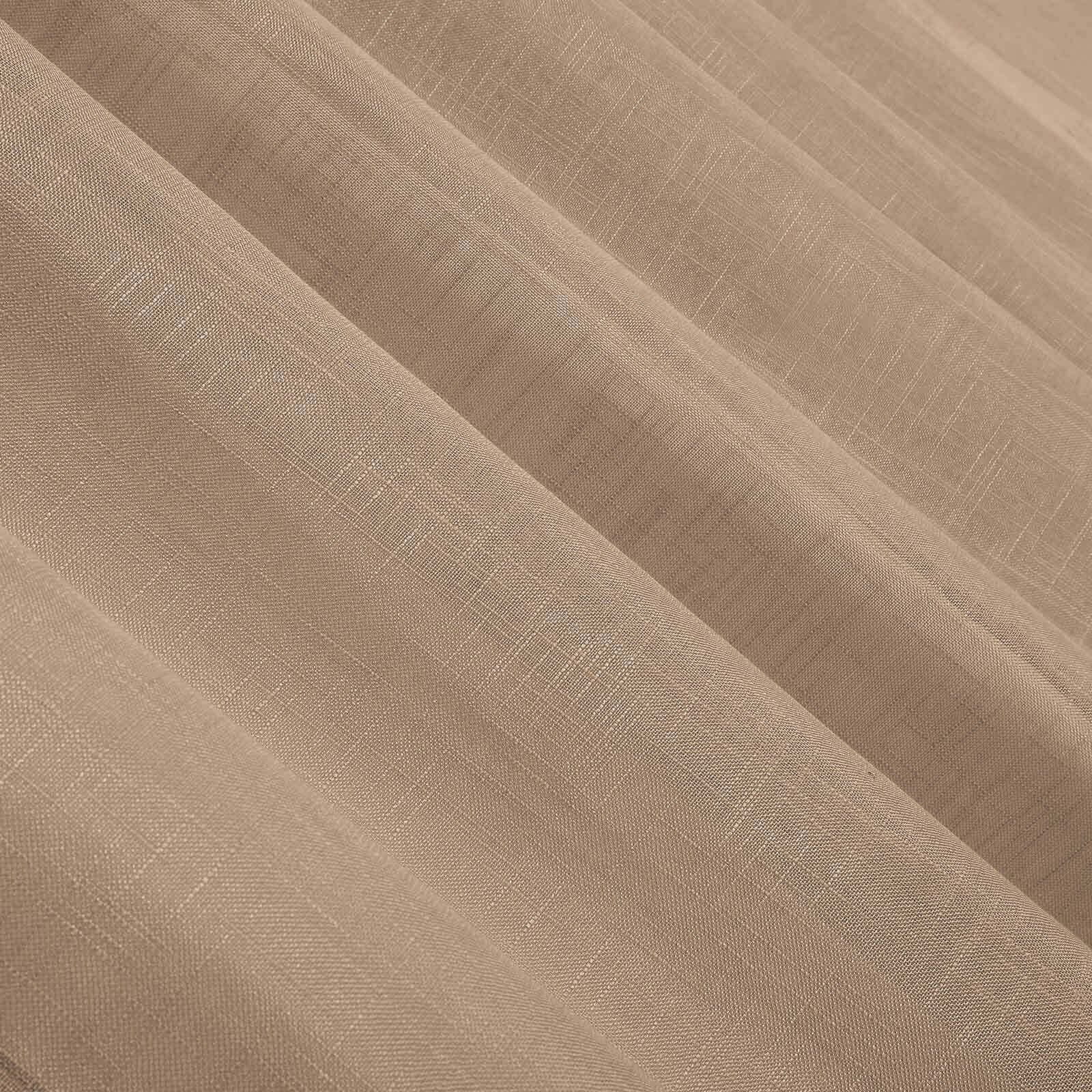 2 Pack Handmade Taupe Faux Linen Curtains 52x84, Curtain Panels With Chrome Grommets