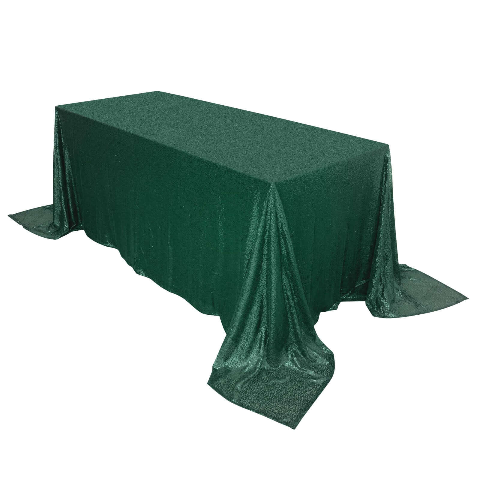 Sequin 90x132 Rectangle Tablecloth Hunter Emerald Green - Seamless Sparkly Table Cover