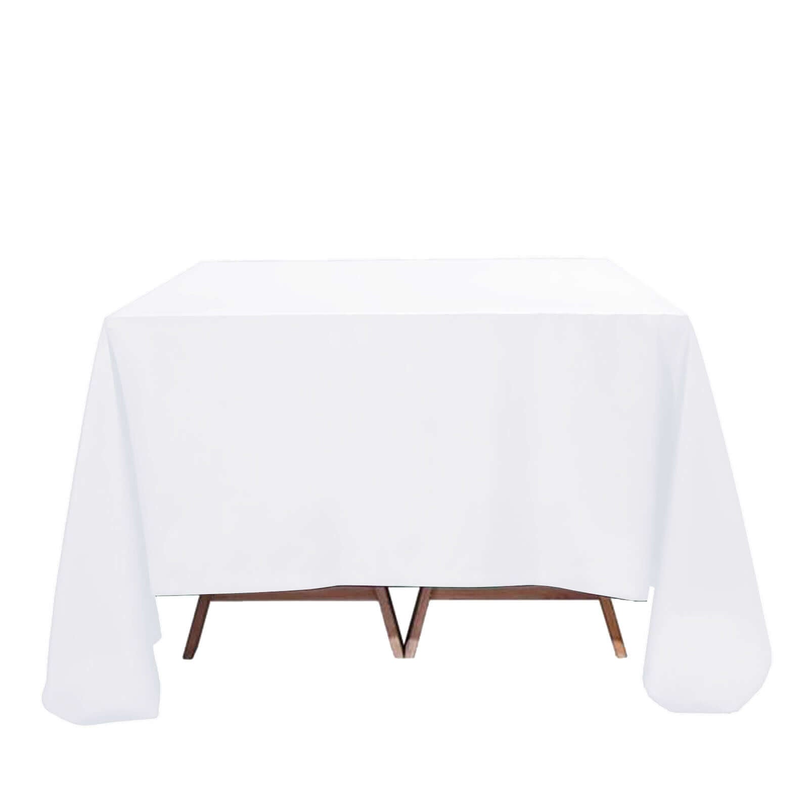 Premium Polyester Square Tablecloth 90x90 White 220GSM Wrinkle-Resistant Table Cover for Stylish Gatherings