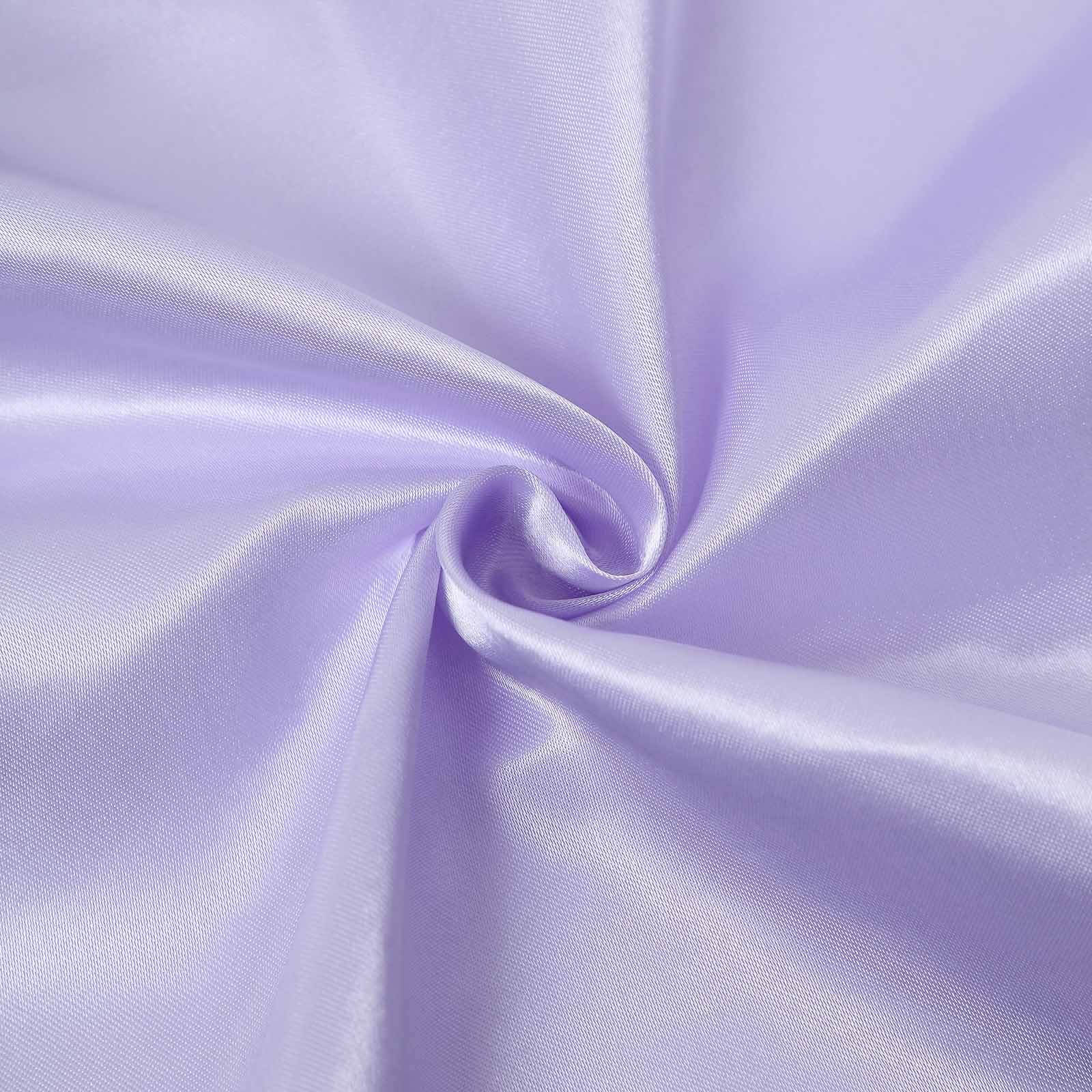 Satin Chair Cover Self-Tie Universal Design Lavender Lilac - Durable Slip-On Cover for Folding, Dining, Banquet & Standard Chairs