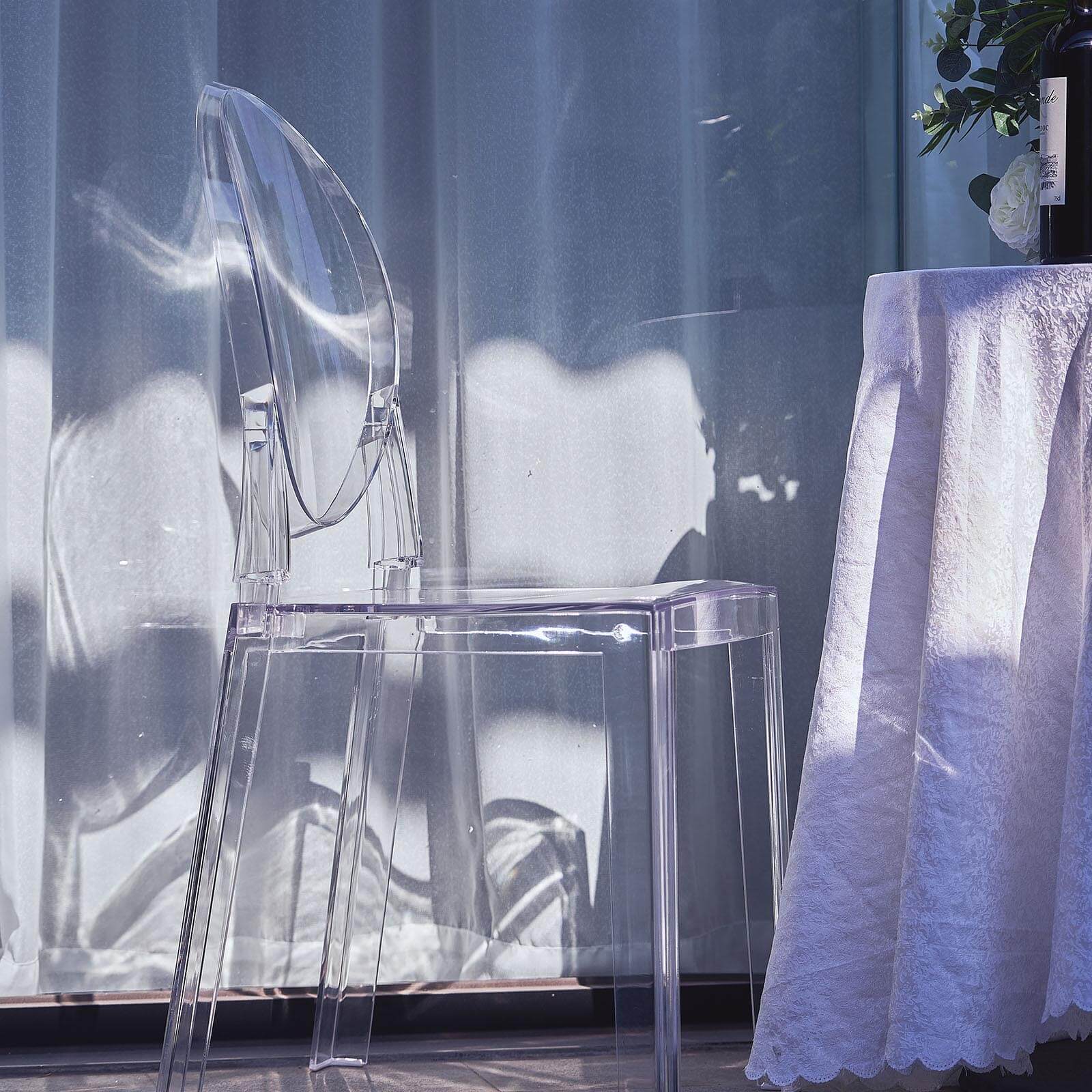 Acrylic Ghost Chair with Oval Back for Banquet Use Clear - Sleek Transparent Armless Accent Chair for Weddings & Gatherings